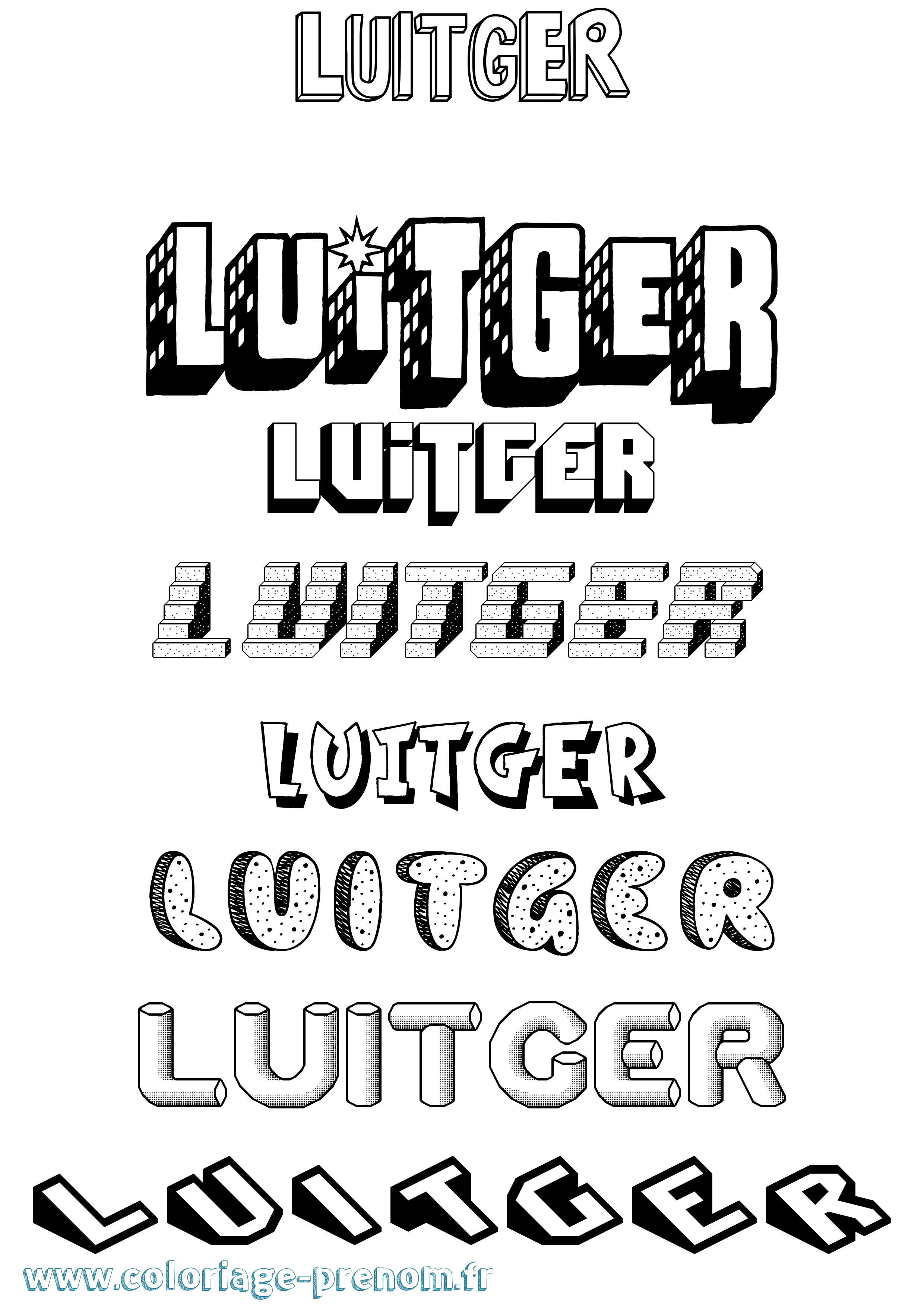 Coloriage Luitger Effet 3D Coloriage prénom Luitger Effet 3D