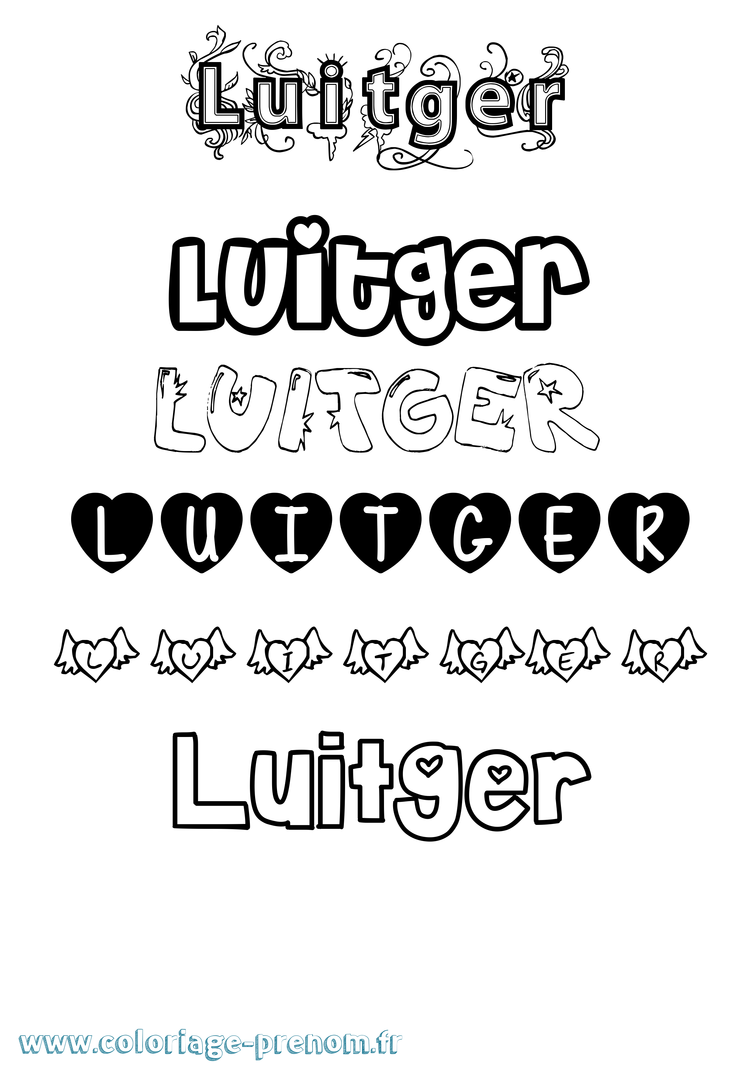 Coloriage Luitger Girly Coloriage prénom Luitger Girly