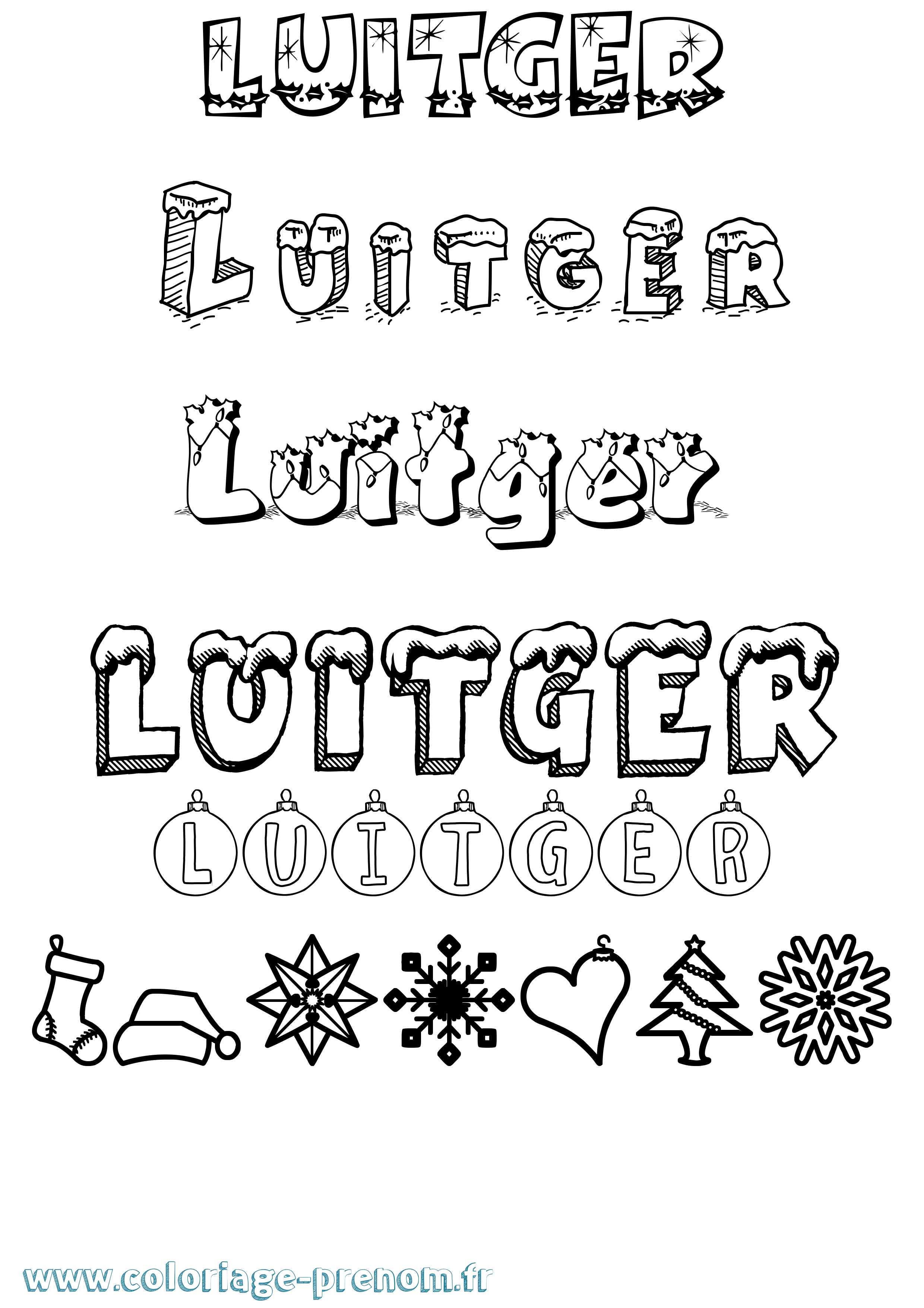 Coloriage Luitger Noël Coloriage prénom Luitger Noël