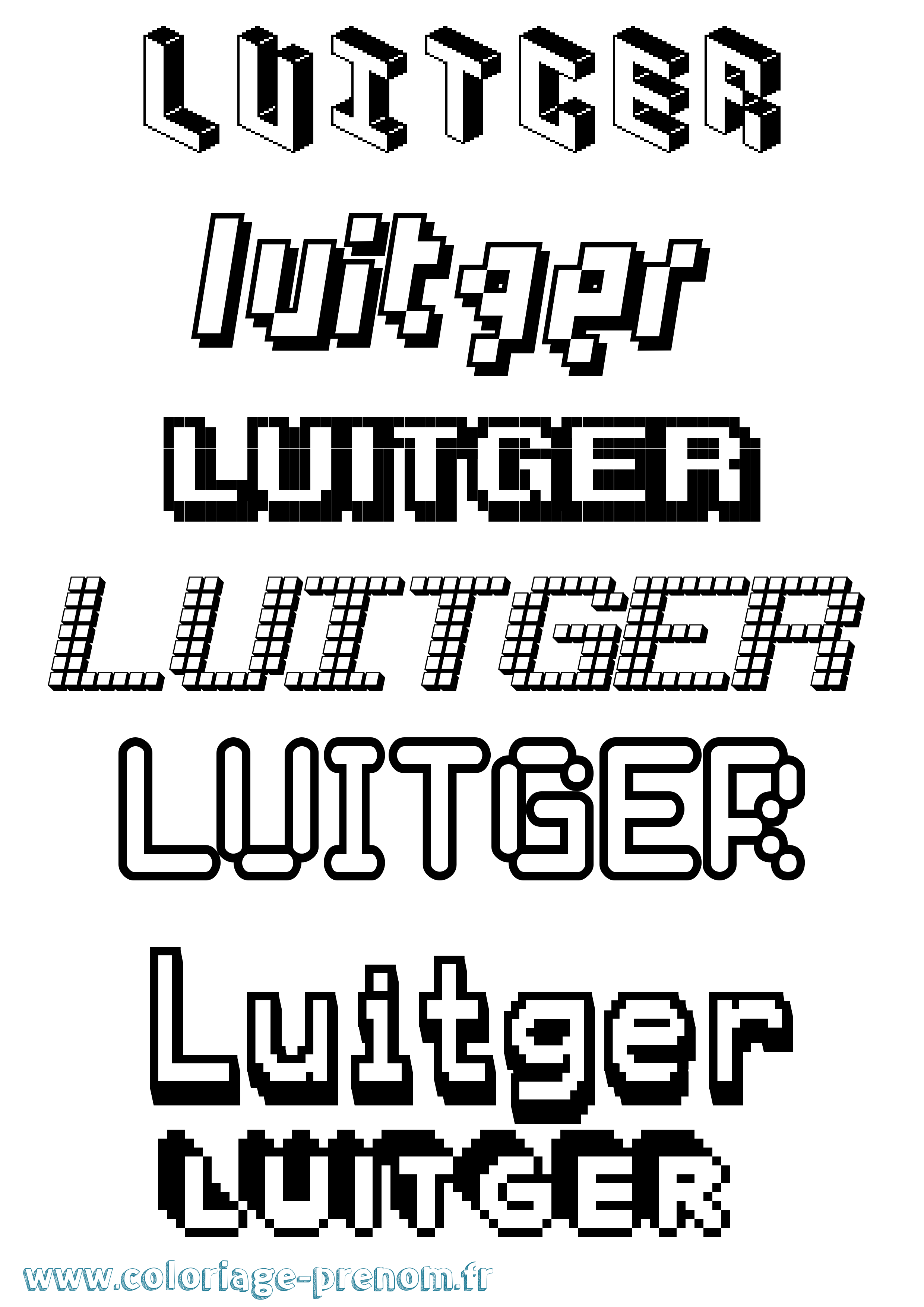 Coloriage Luitger Pixel Coloriage prénom Luitger Pixel