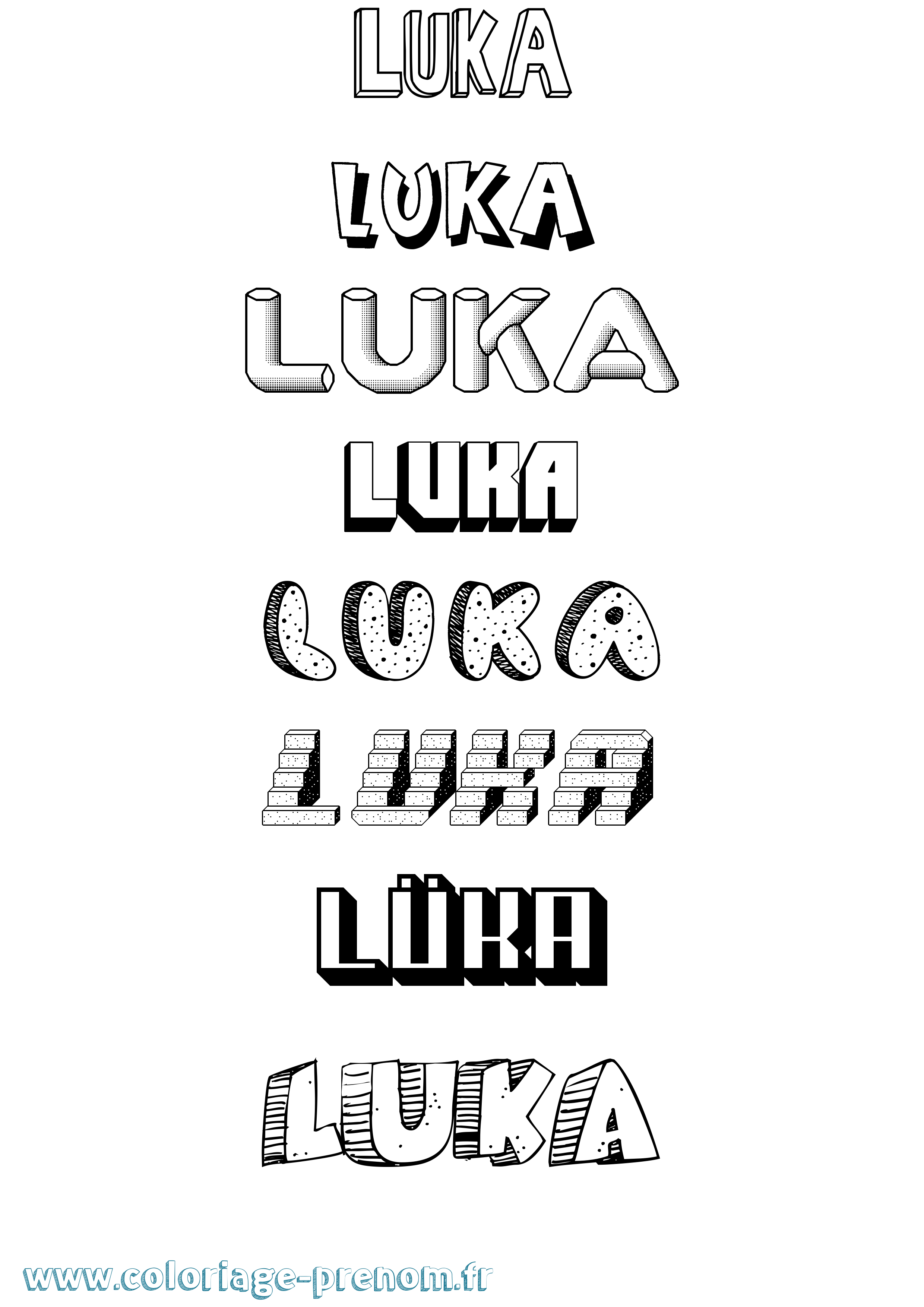 Coloriage Lüka Effet 3D Coloriage prénom Lüka Effet 3D