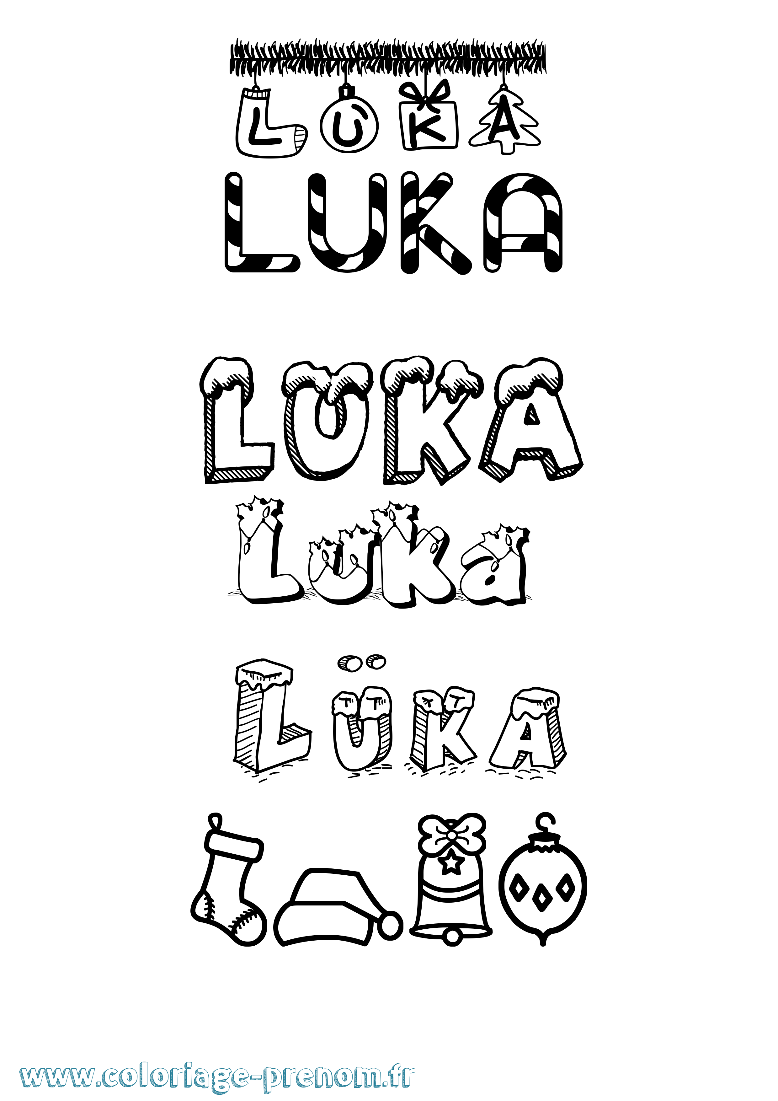 Coloriage Lüka Noël Coloriage prénom Lüka Noël