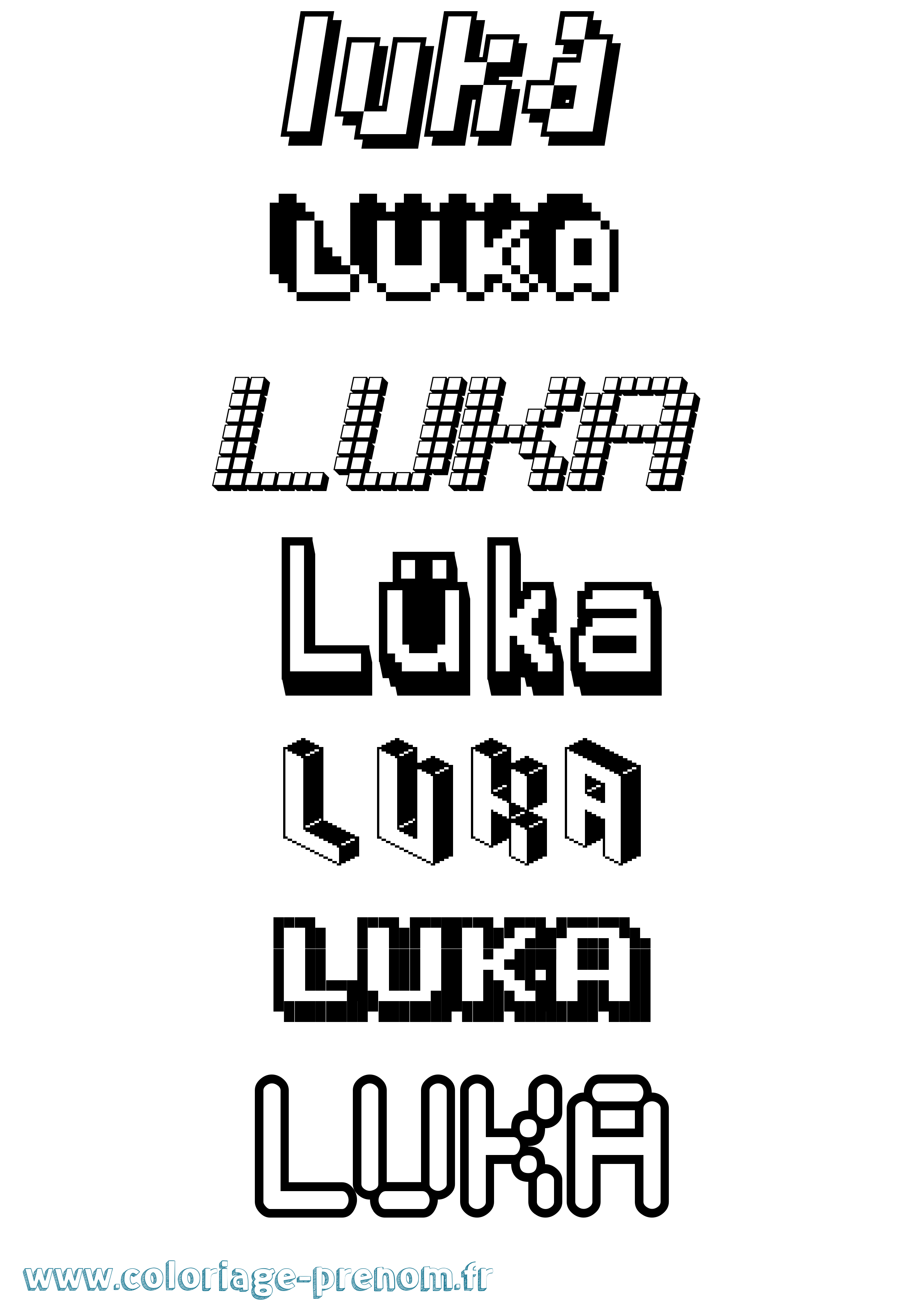 Coloriage Lüka Pixel Coloriage prénom Lüka Pixel
