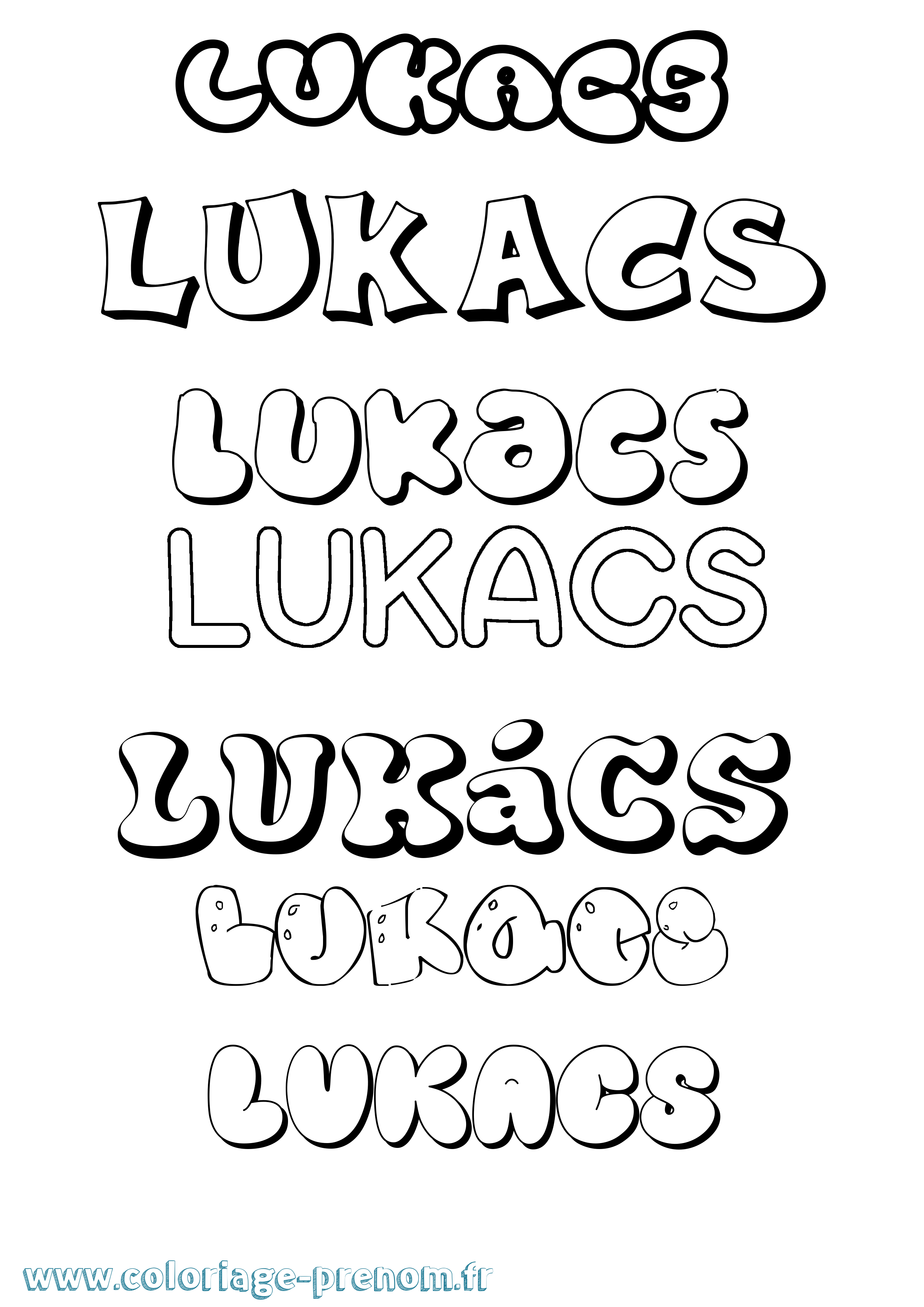 Coloriage Lukács Bubble Coloriage prénom Lukács Bubble