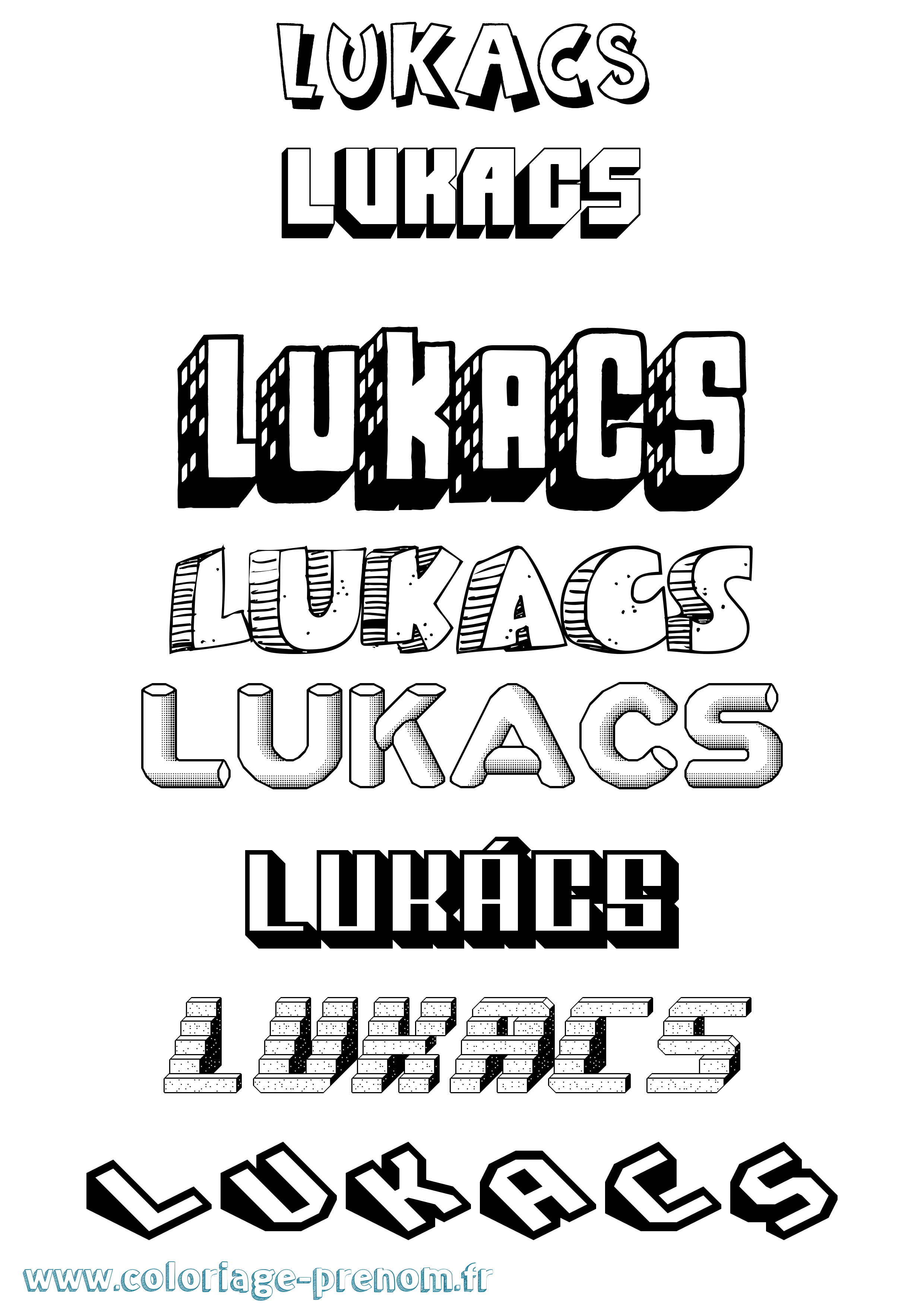 Coloriage Lukács Effet 3D Coloriage prénom Lukács Effet 3D