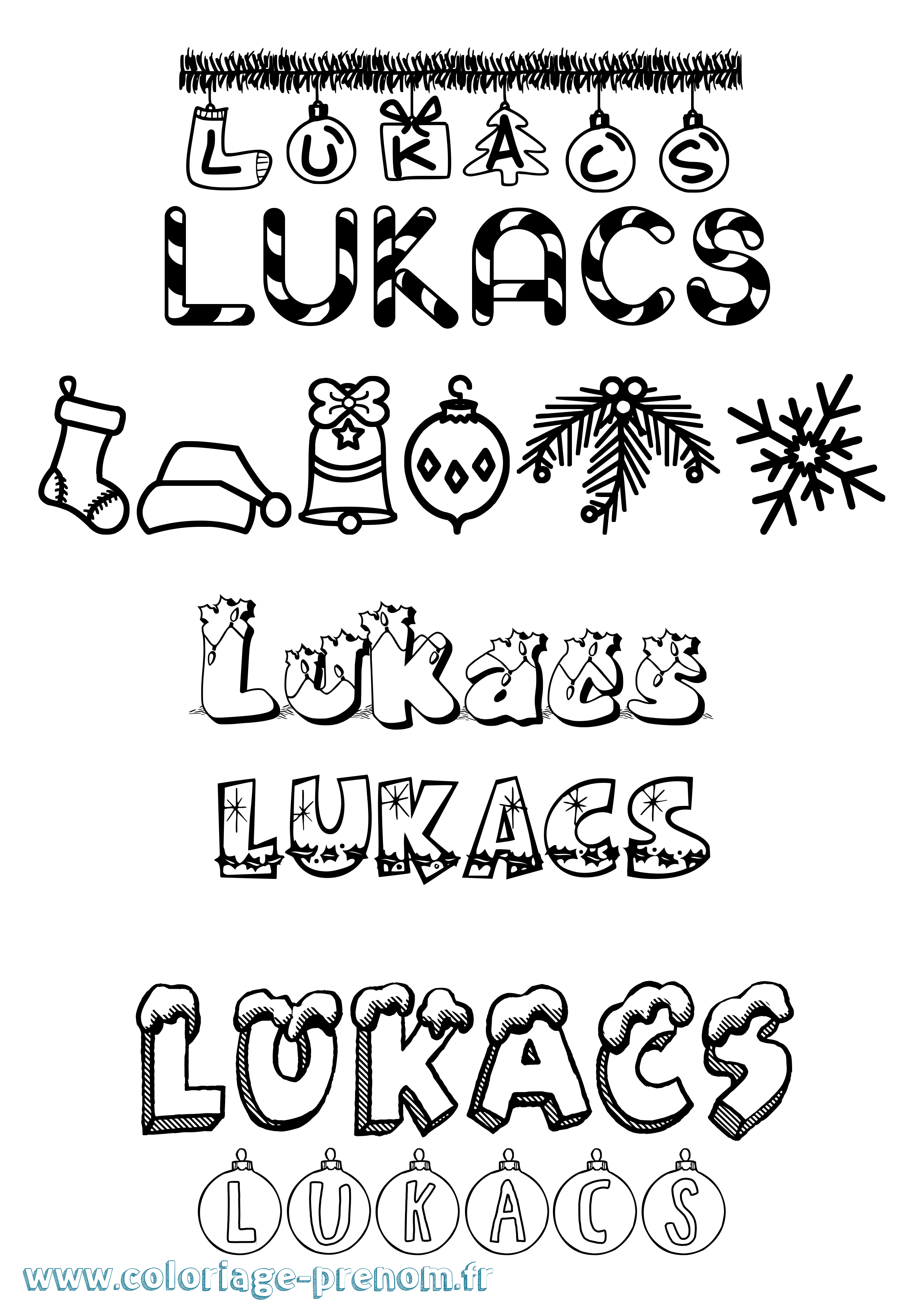 Coloriage Lukács Noël Coloriage prénom Lukács Noël