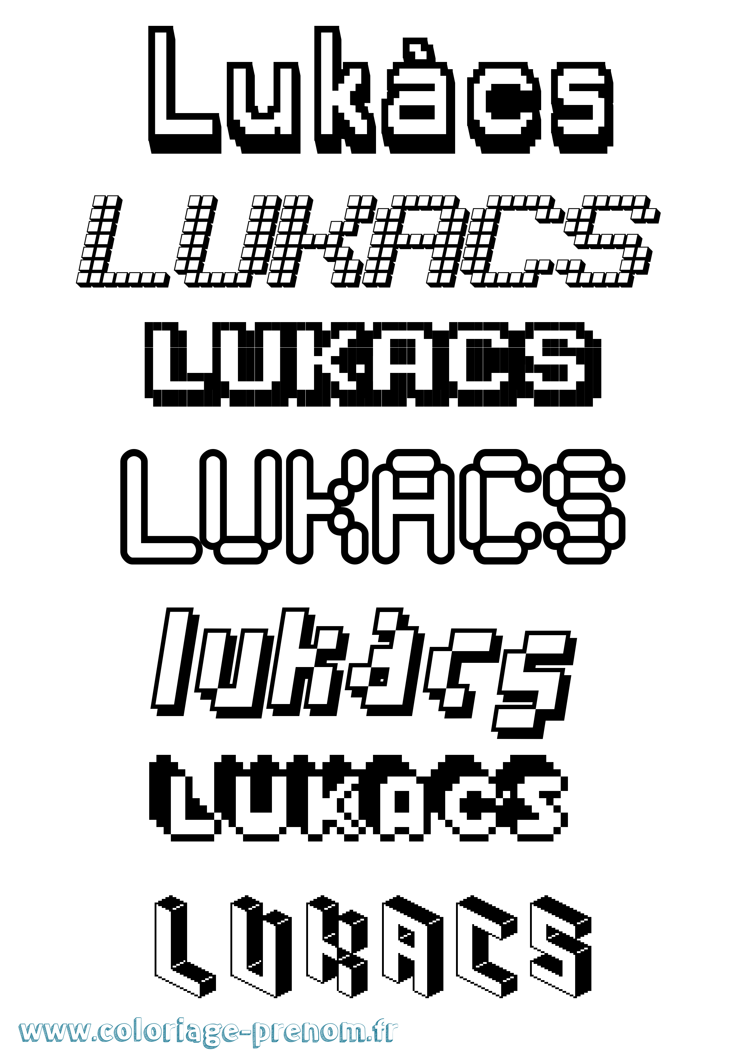 Coloriage Lukács Pixel Coloriage prénom Lukács Pixel