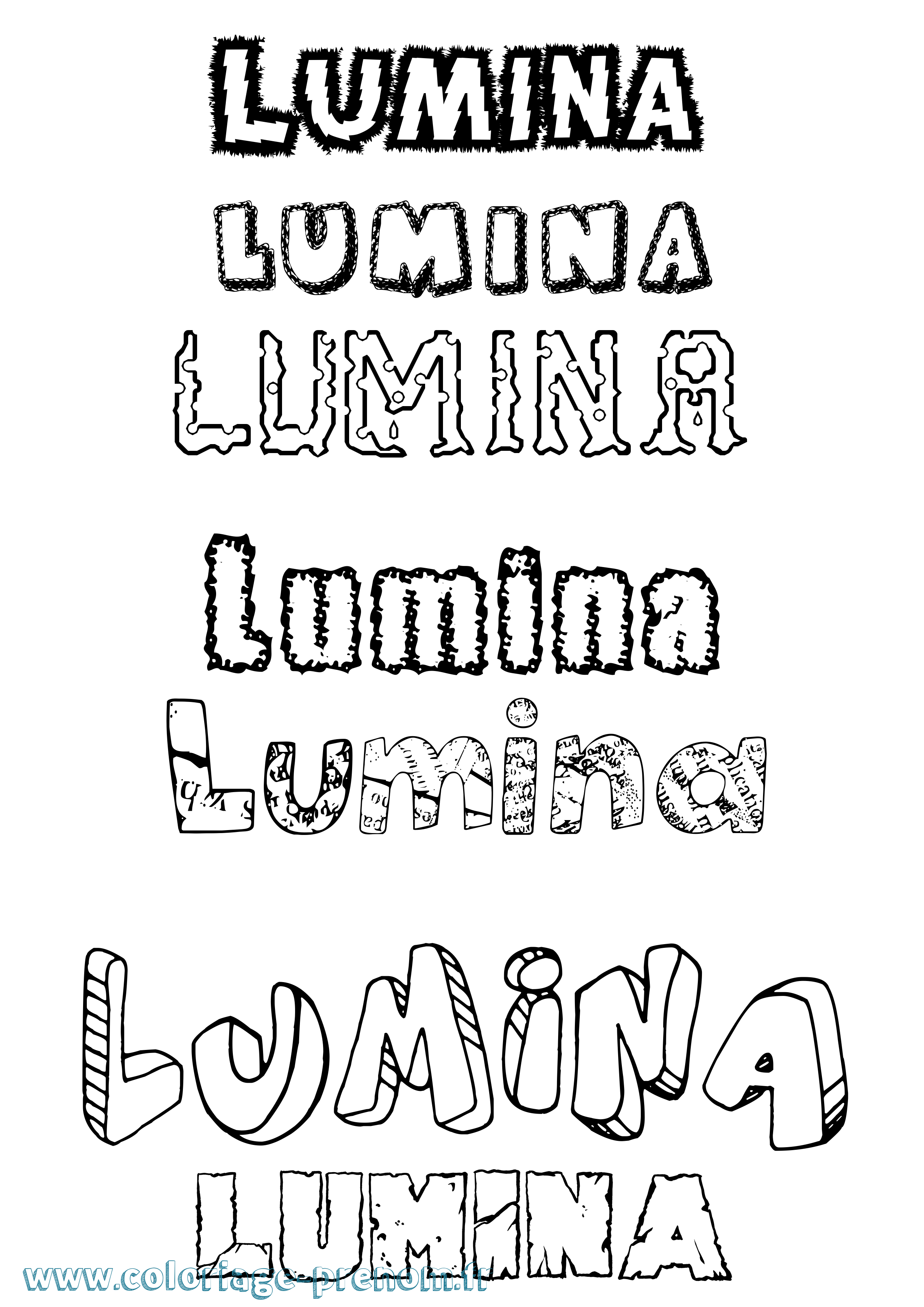 Coloriage Lumina Destructuré Coloriage prénom Lumina Destructuré