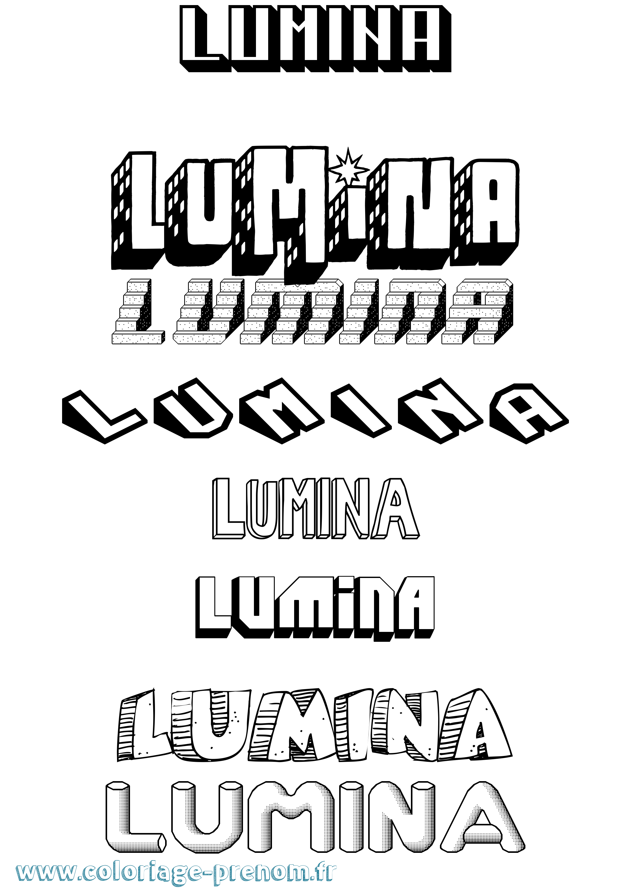 Coloriage Lumina Effet 3D Coloriage prénom Lumina Effet 3D