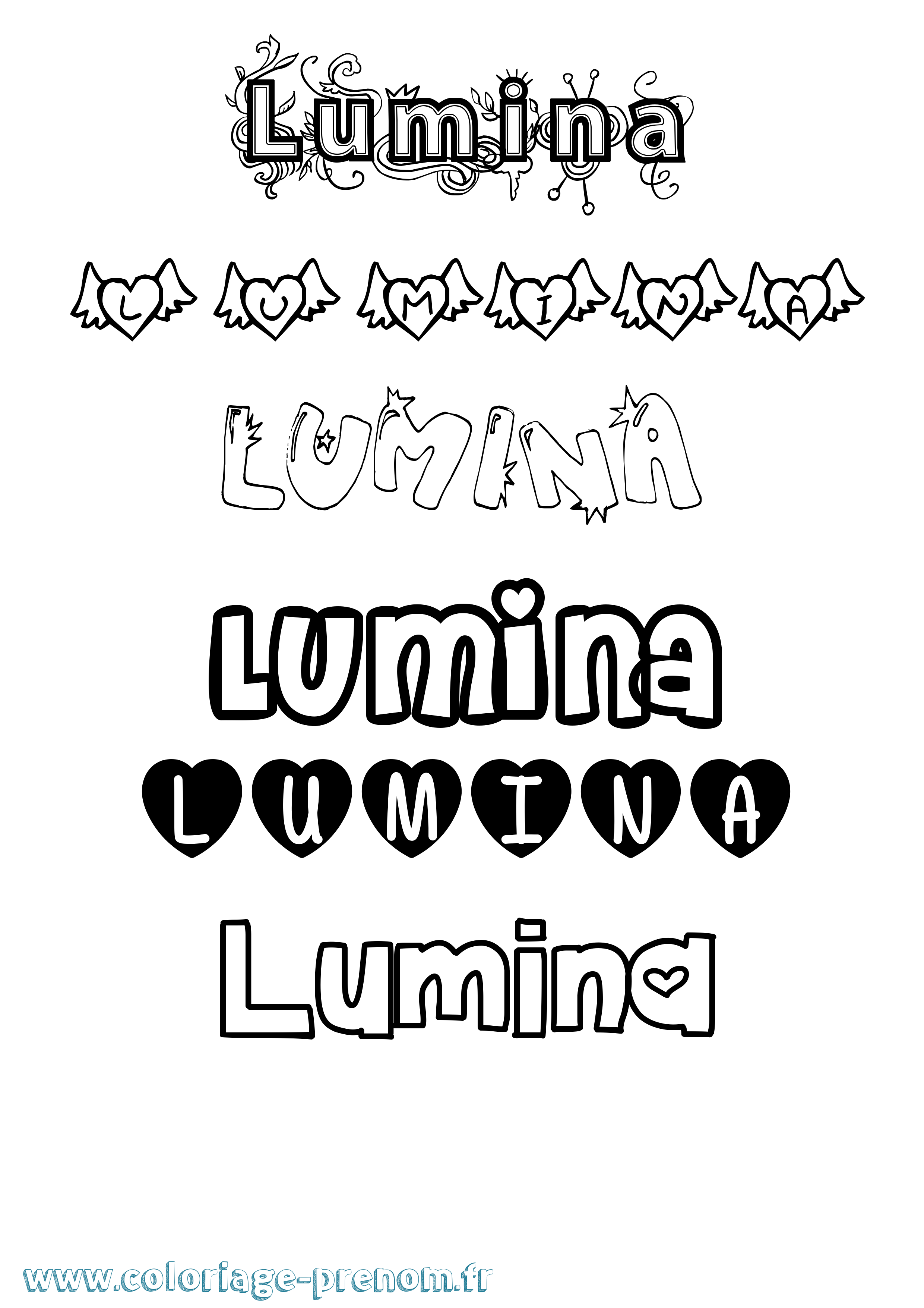 Coloriage Lumina Girly Coloriage prénom Lumina Girly