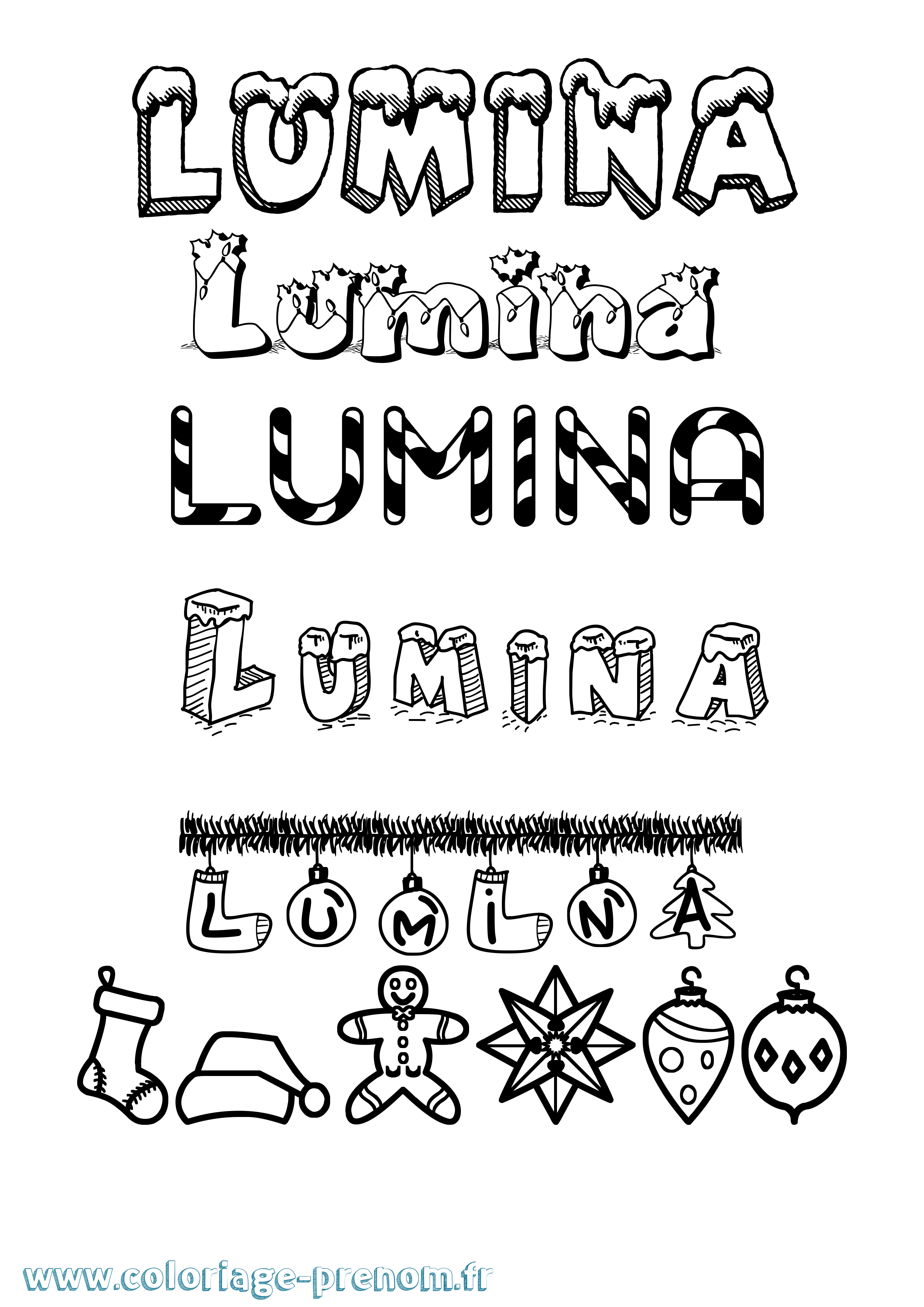 Coloriage Lumina Noël Coloriage prénom Lumina Noël