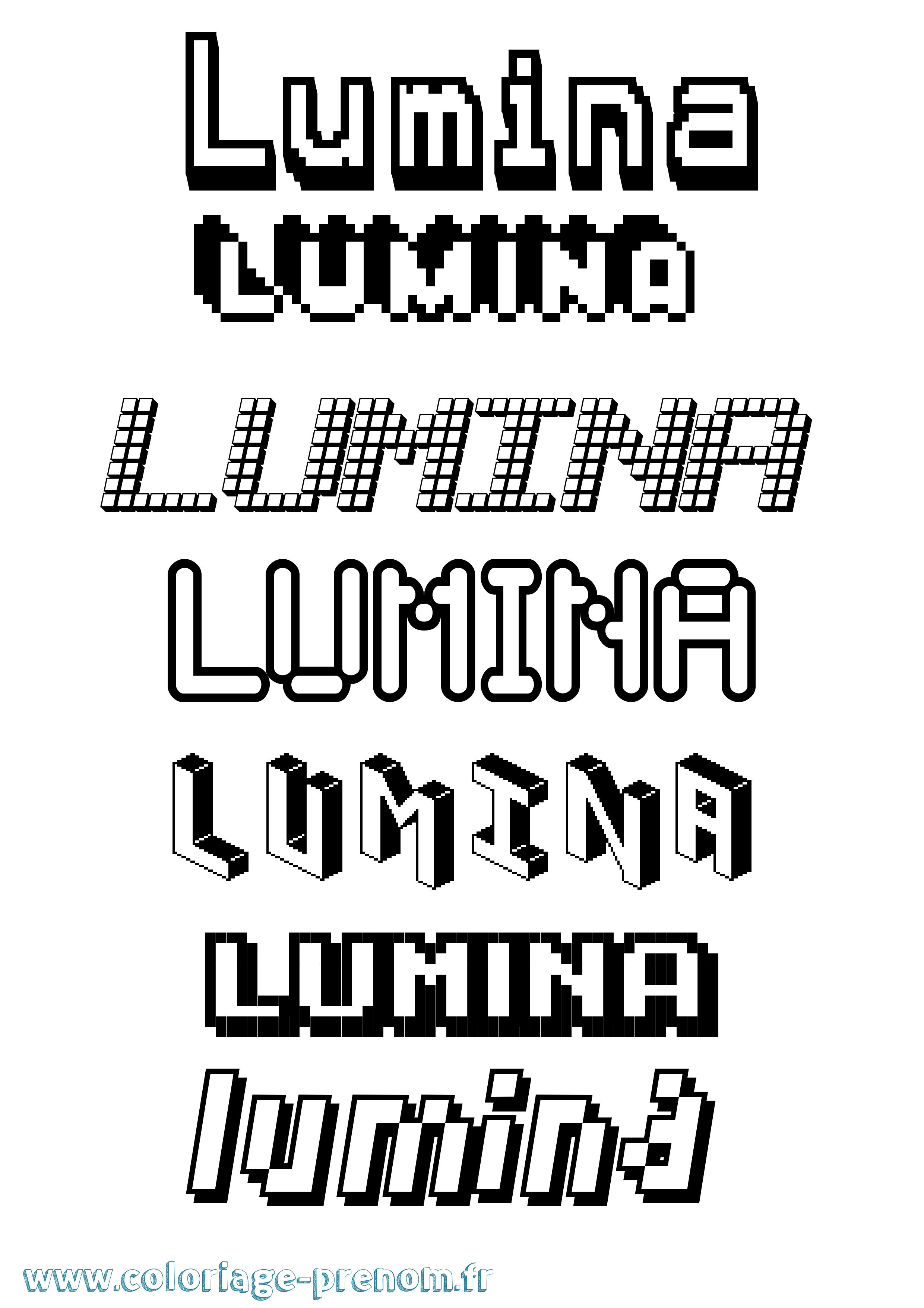 Coloriage Lumina Pixel Coloriage prénom Lumina Pixel