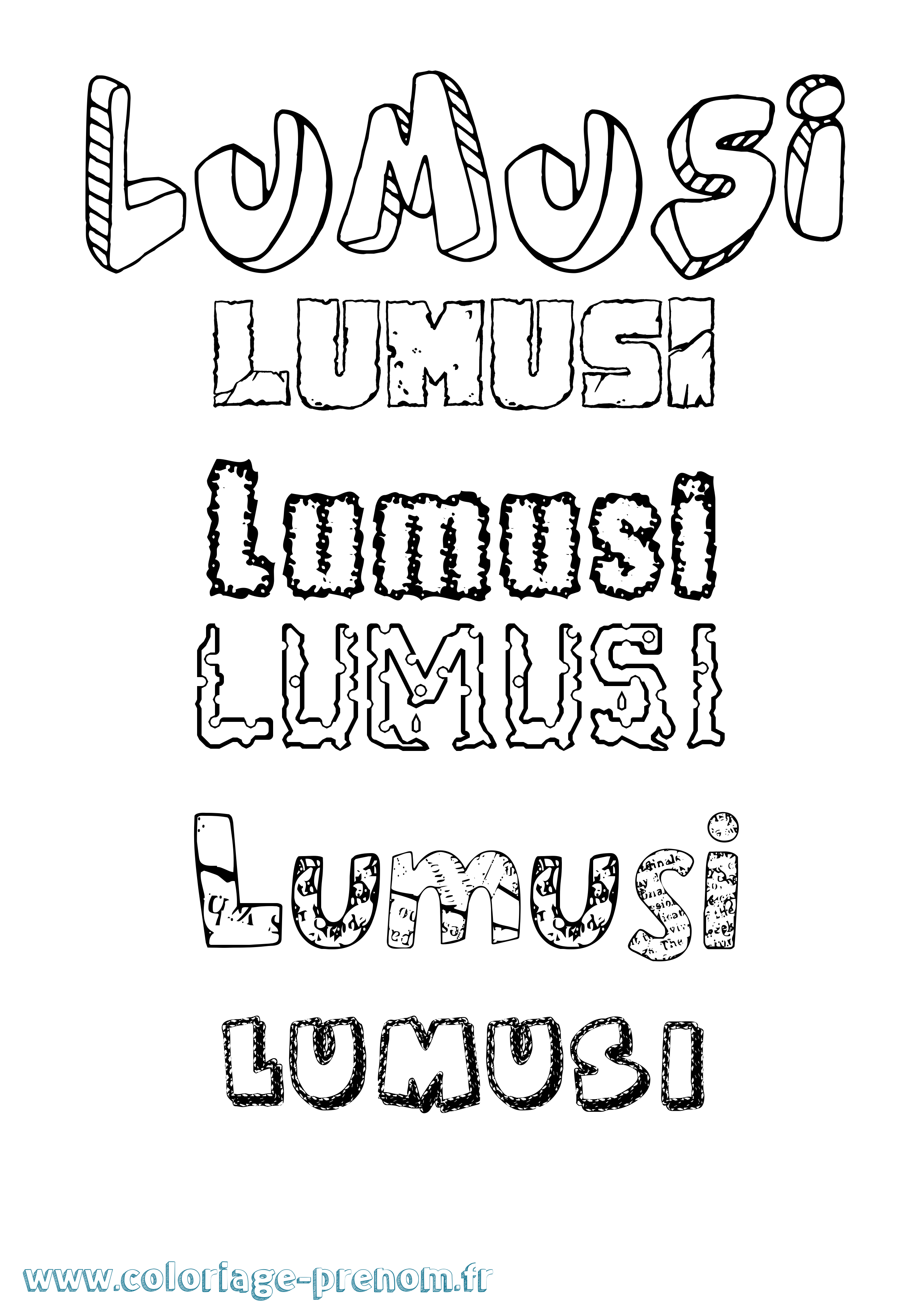 Coloriage Lumusi Destructuré Coloriage prénom Lumusi Destructuré