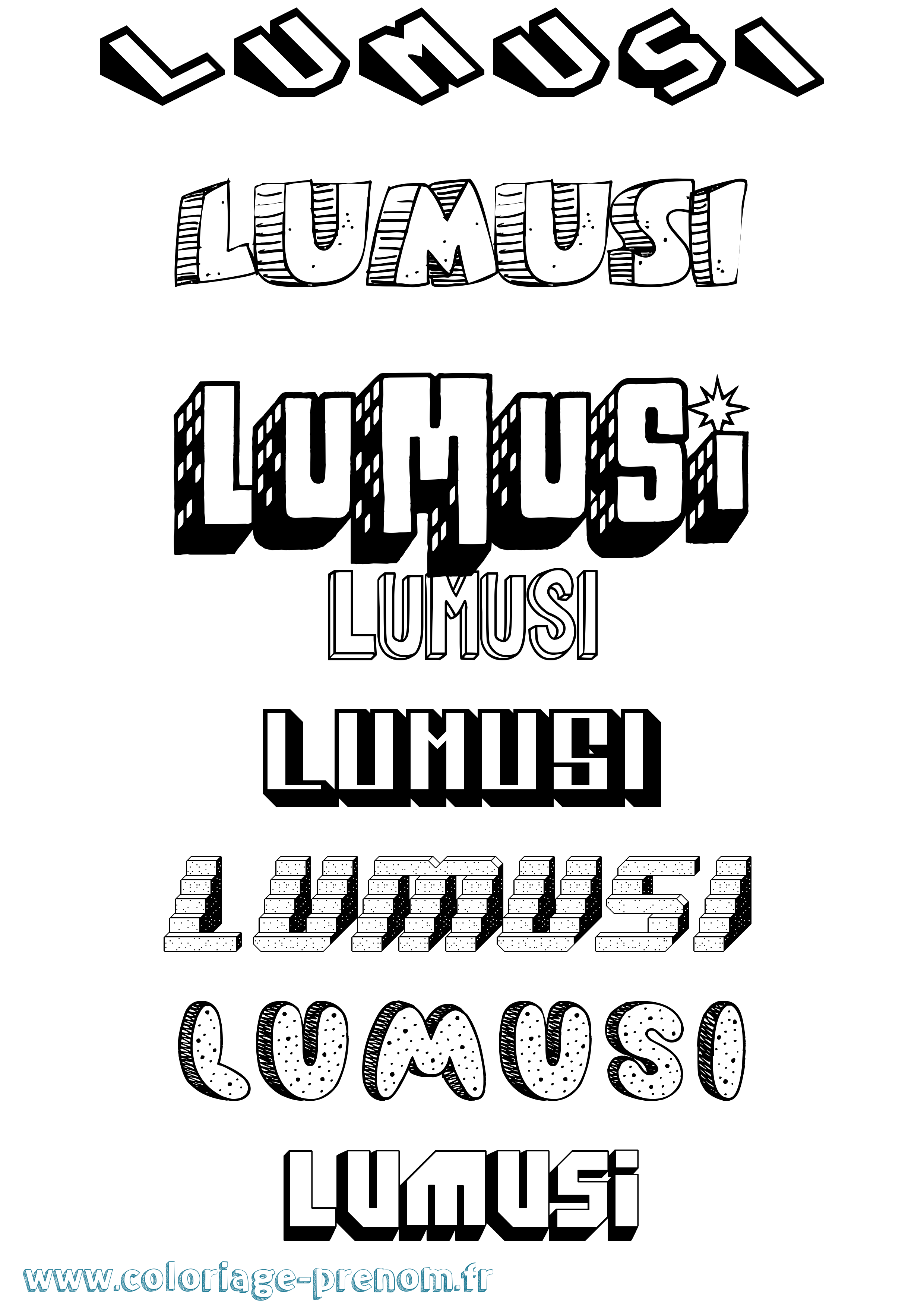 Coloriage Lumusi Effet 3D Coloriage prénom Lumusi Effet 3D