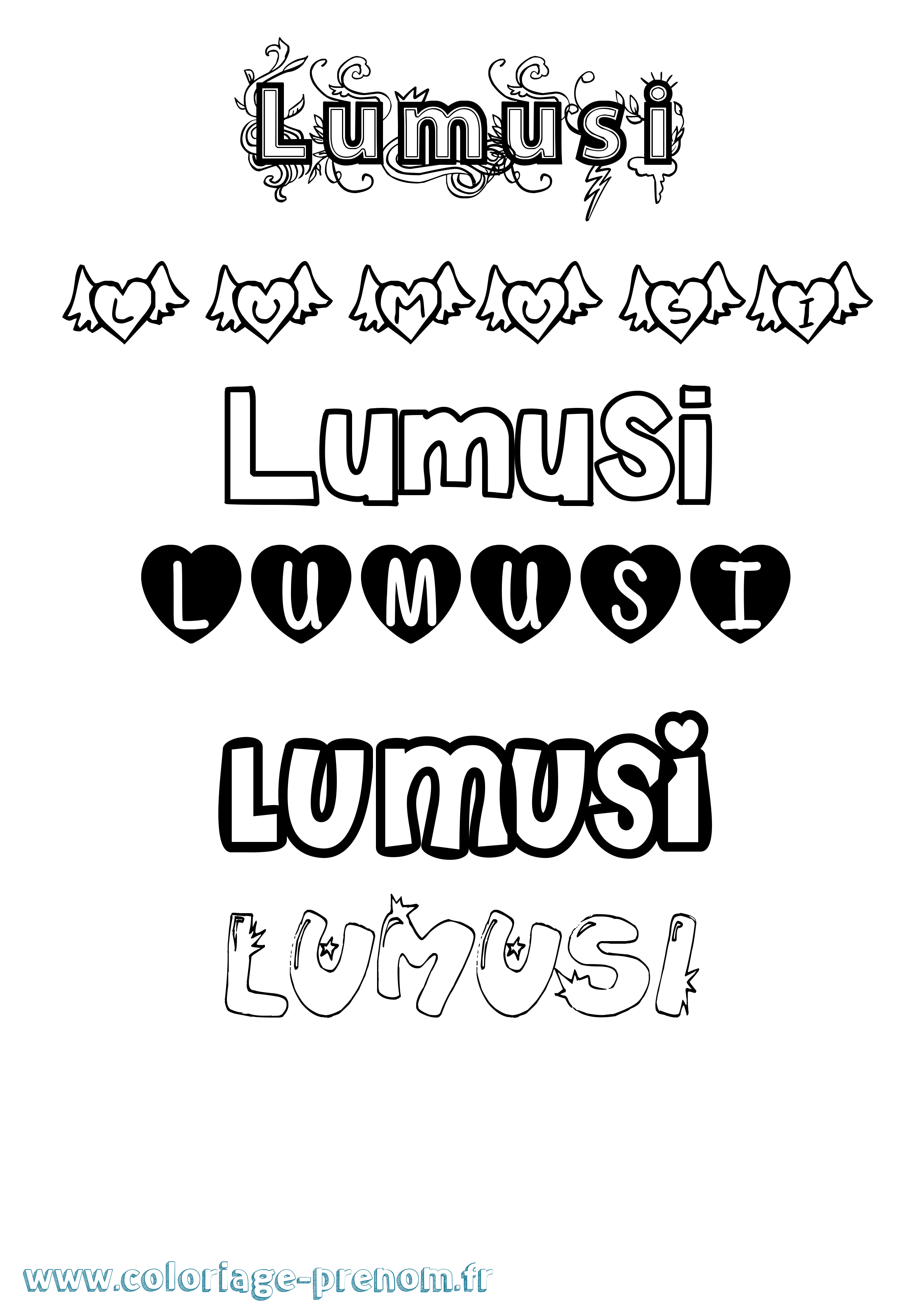 Coloriage Lumusi Girly Coloriage prénom Lumusi Girly