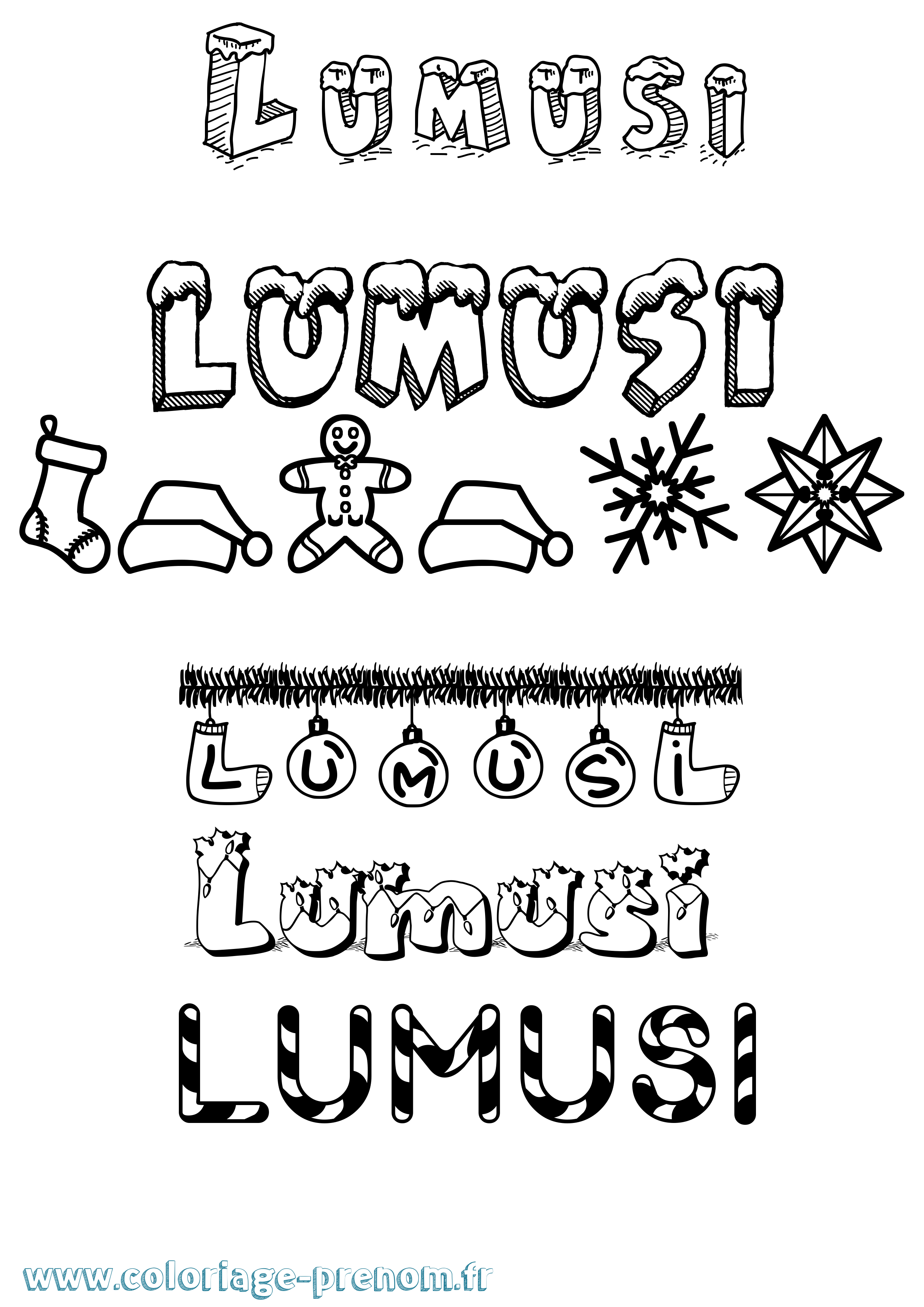 Coloriage Lumusi Noël Coloriage prénom Lumusi Noël
