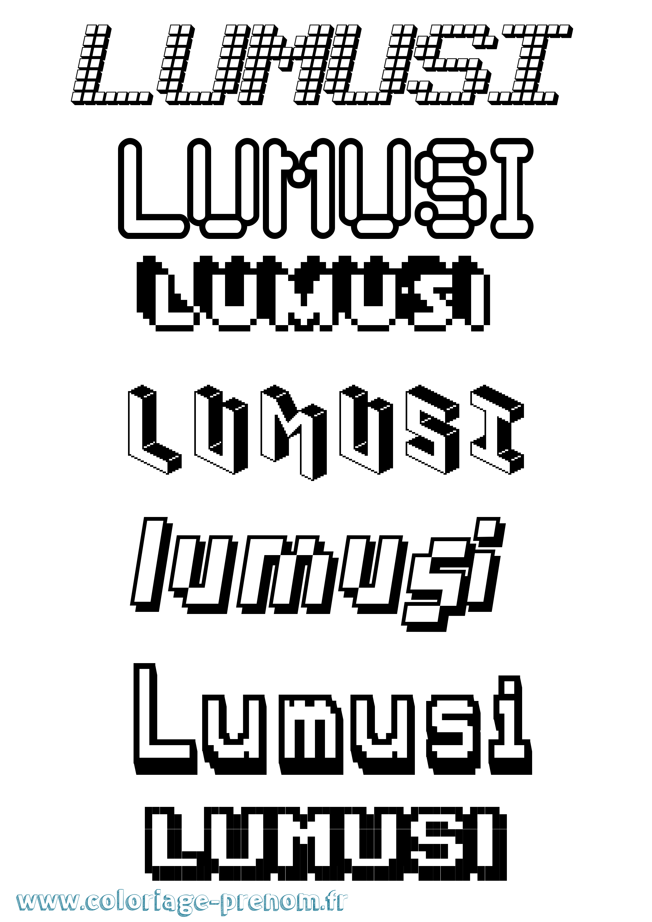 Coloriage Lumusi Pixel Coloriage prénom Lumusi Pixel