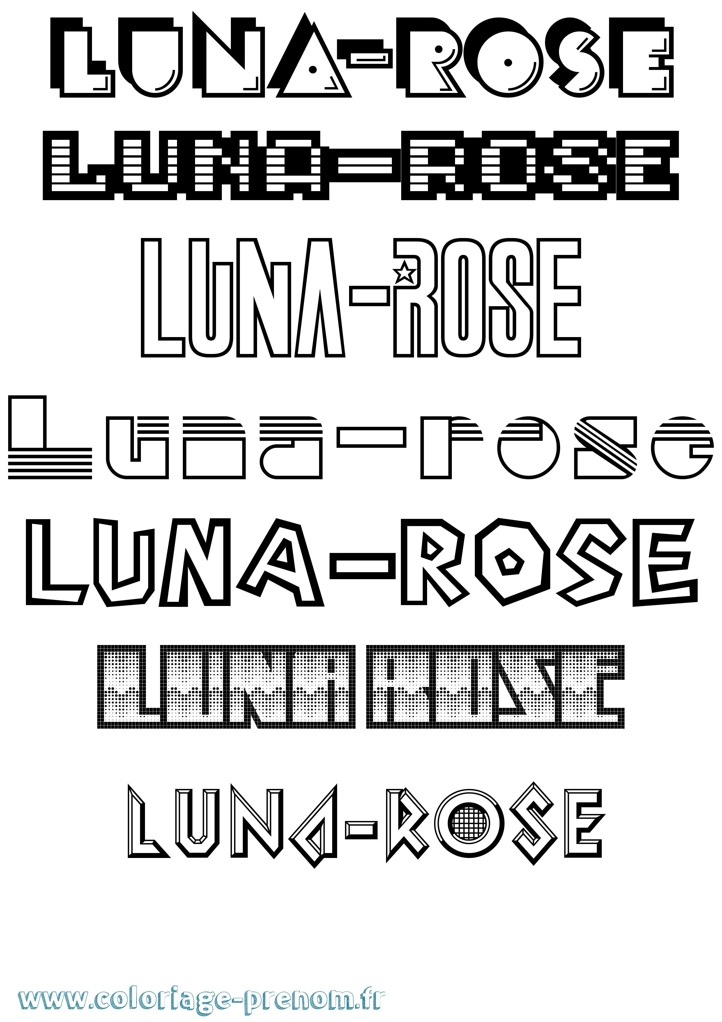 Coloriage Luna-Rose Jeux Vidéos Coloriage prénom Luna-Rose Jeux Vidéos