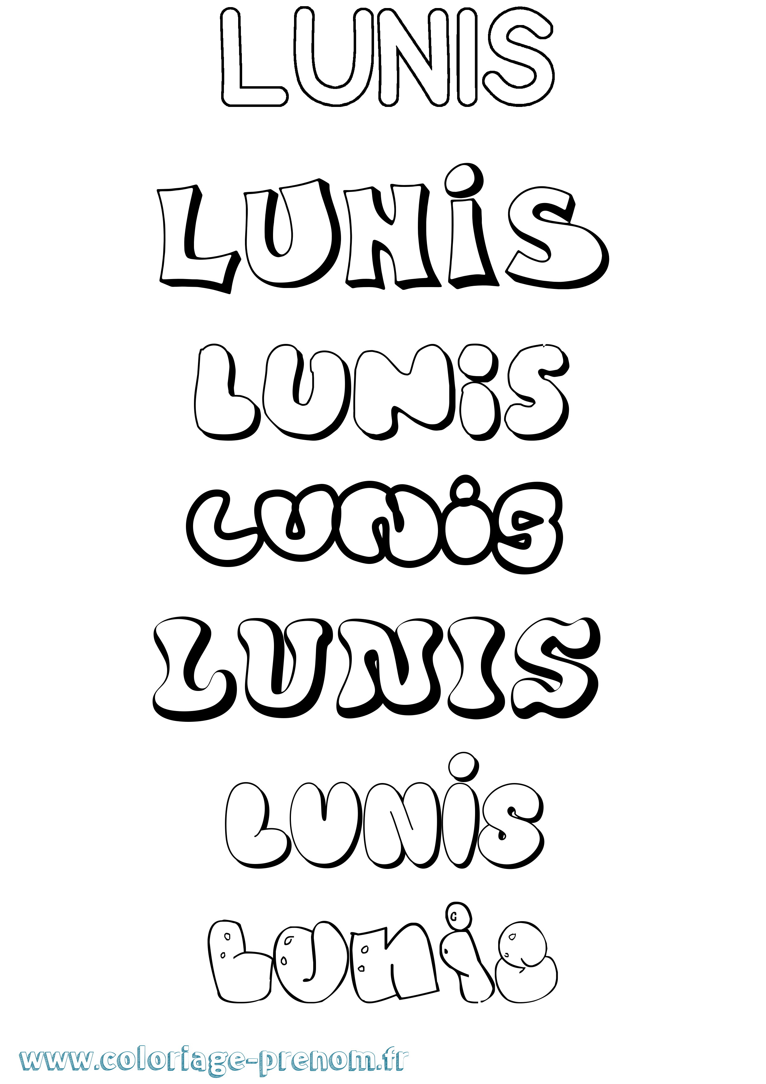 Coloriage Lunis Bubble Coloriage prénom Lunis Bubble