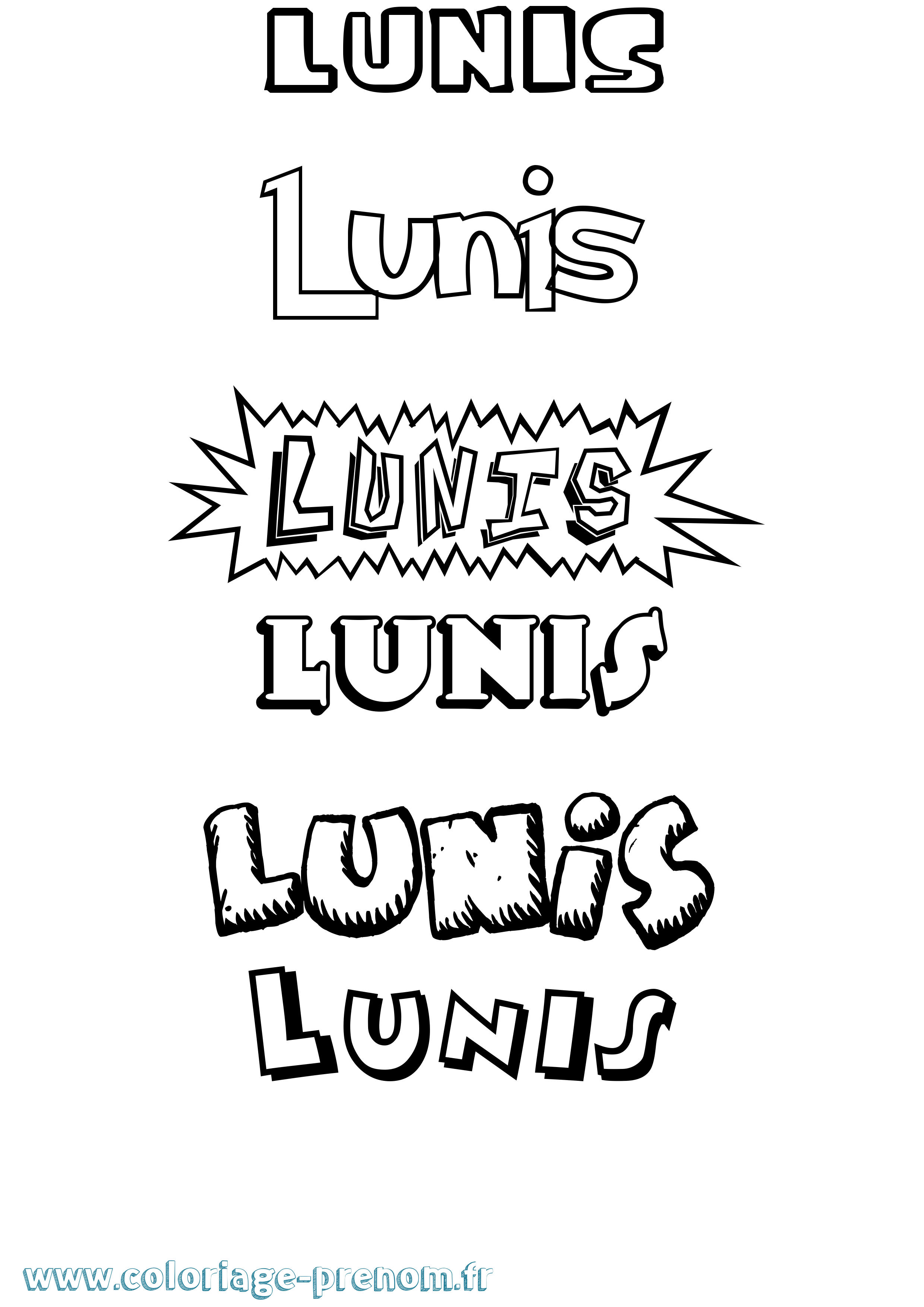 Coloriage Lunis Dessin Animé Coloriage prénom Lunis Dessin Animé