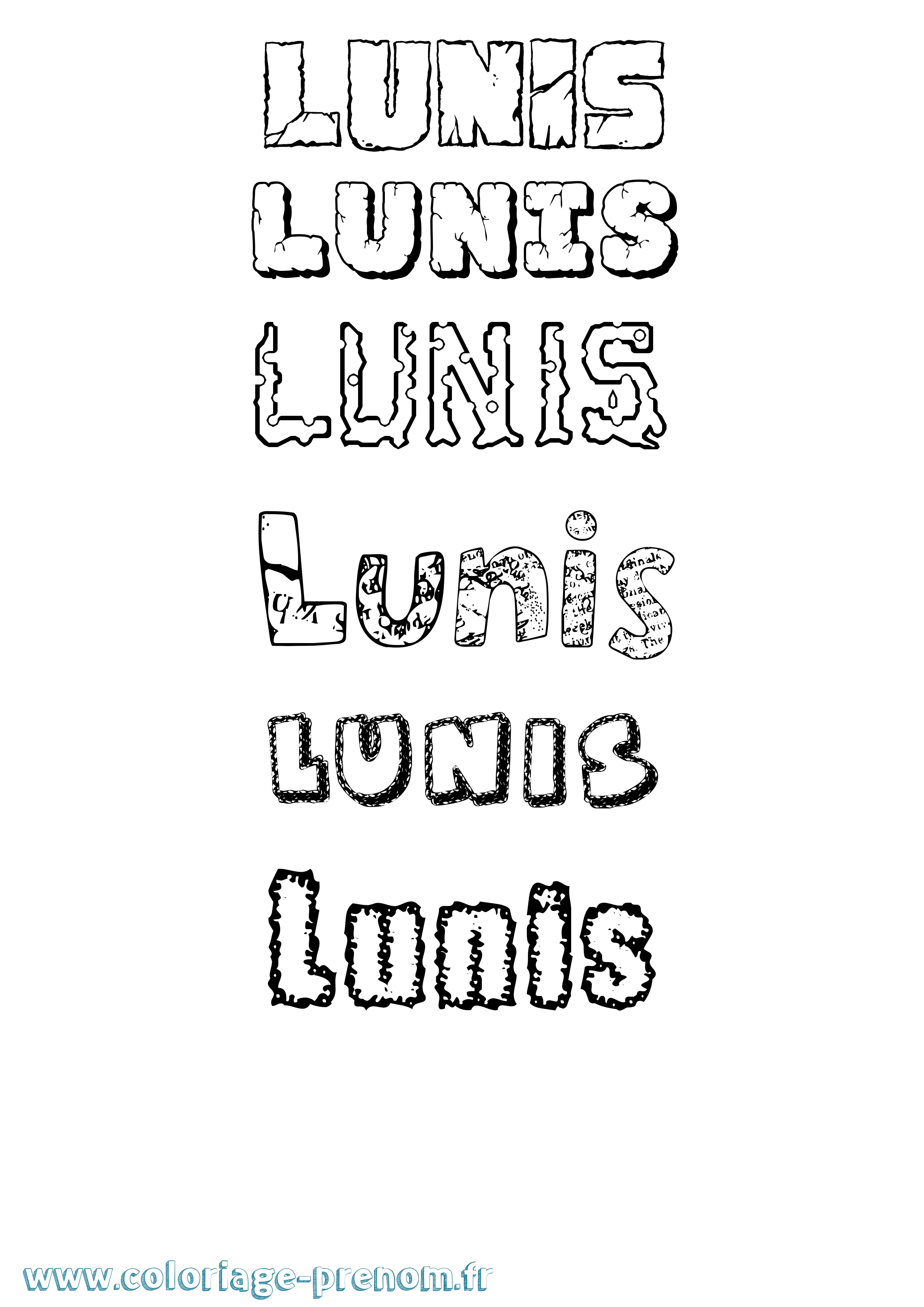 Coloriage Lunis Destructuré Coloriage prénom Lunis Destructuré