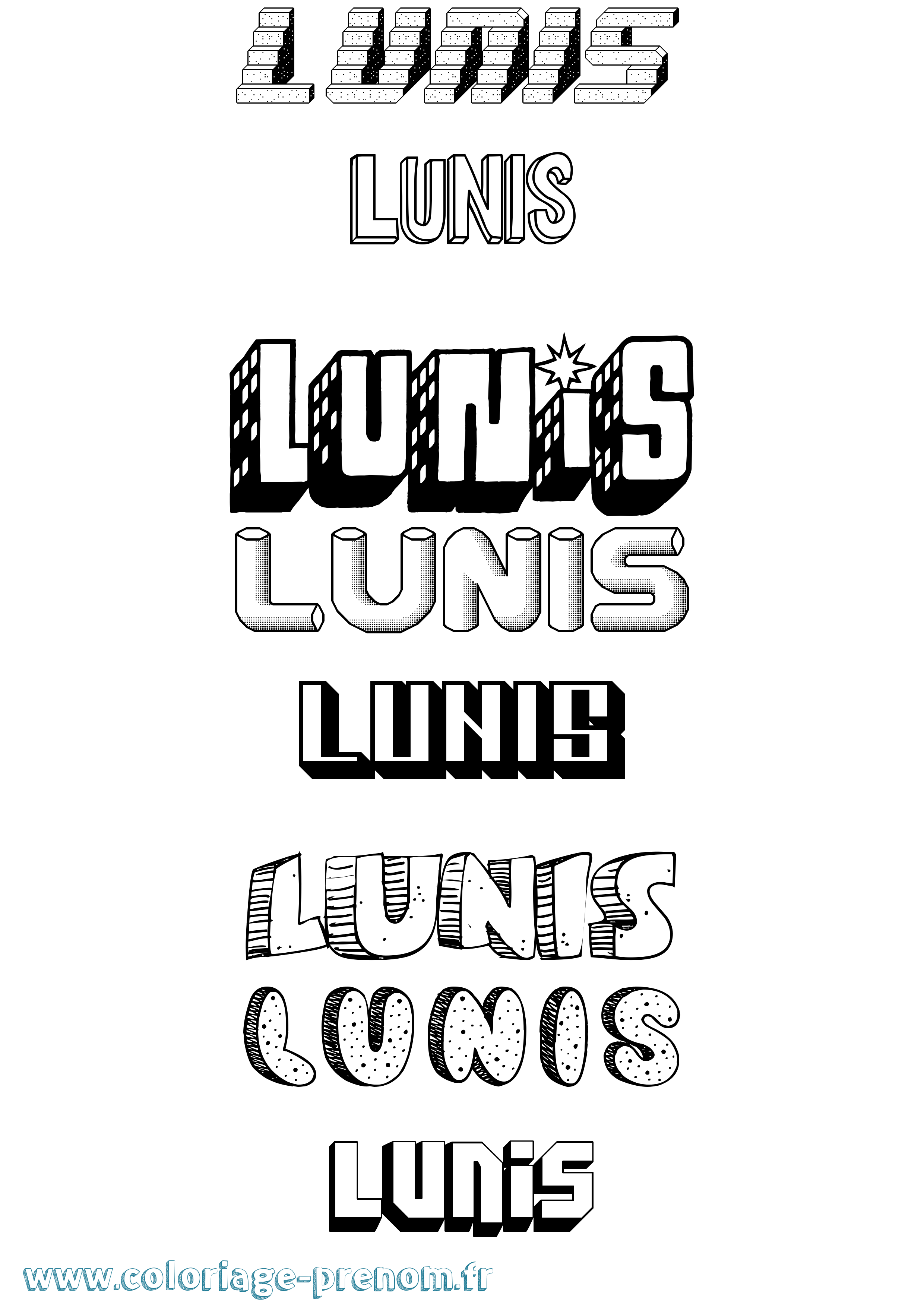 Coloriage Lunis Effet 3D Coloriage prénom Lunis Effet 3D