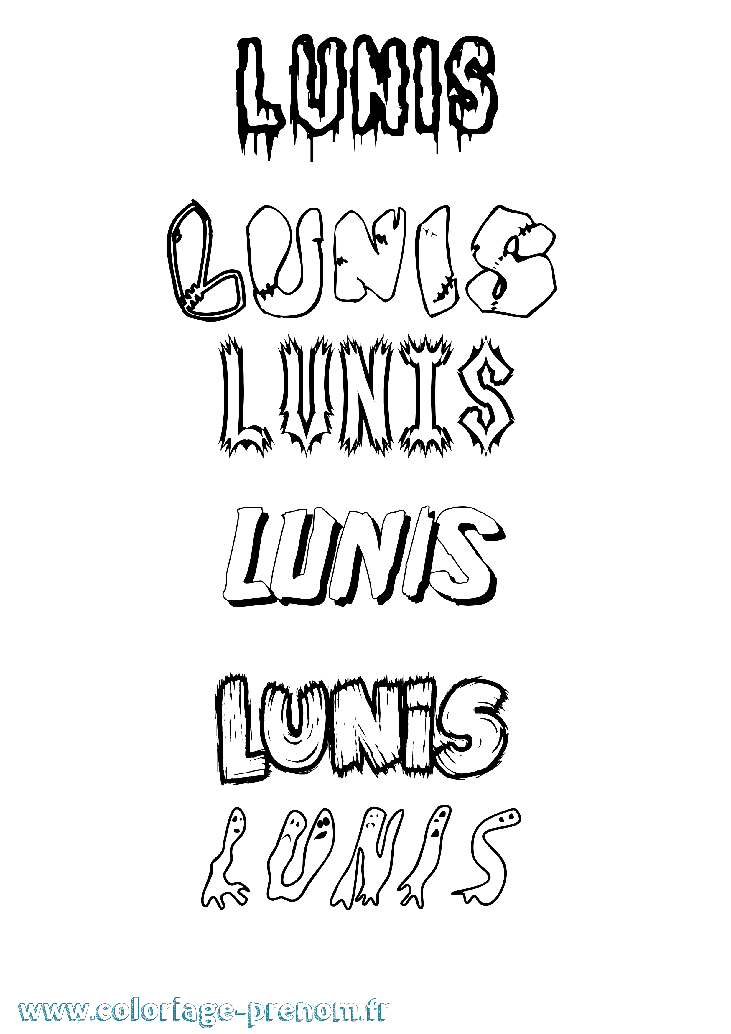 Coloriage Lunis Frisson Coloriage prénom Lunis Frisson