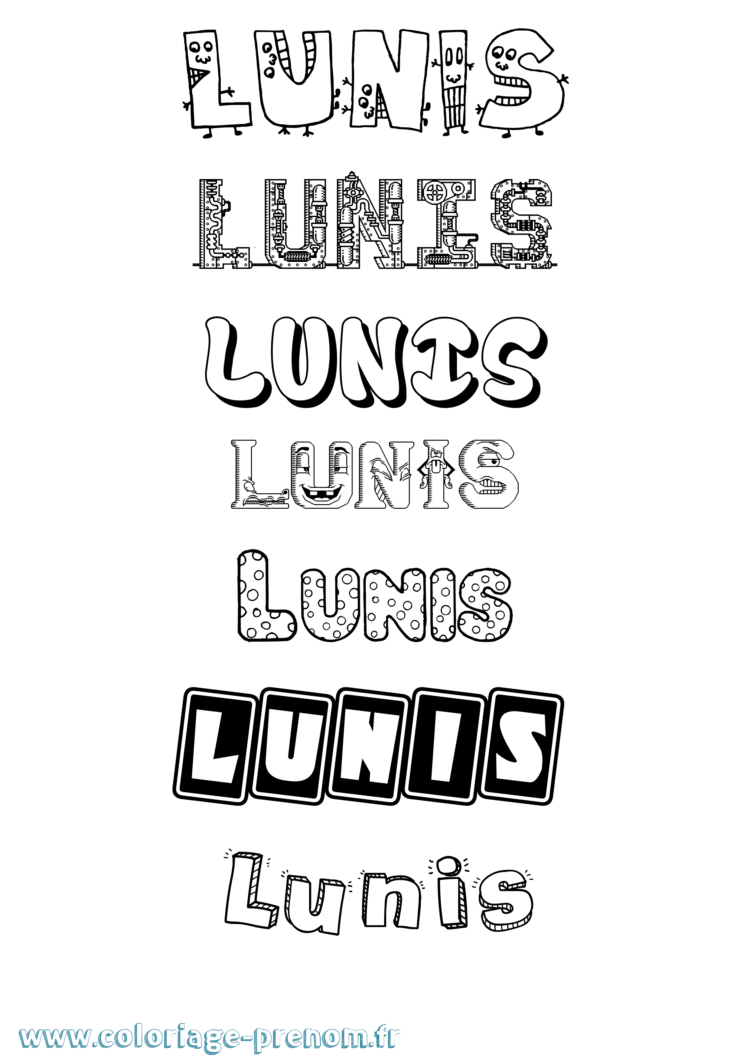 Coloriage Lunis Fun Coloriage prénom Lunis Fun
