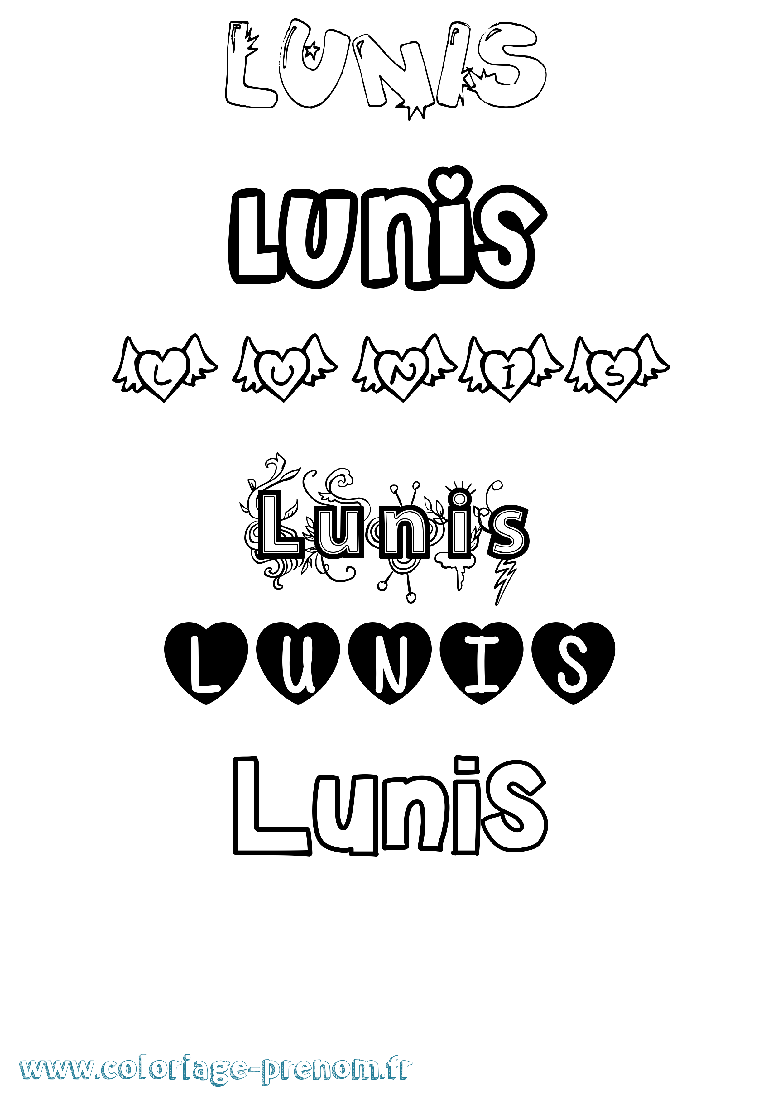 Coloriage Lunis Girly Coloriage prénom Lunis Girly