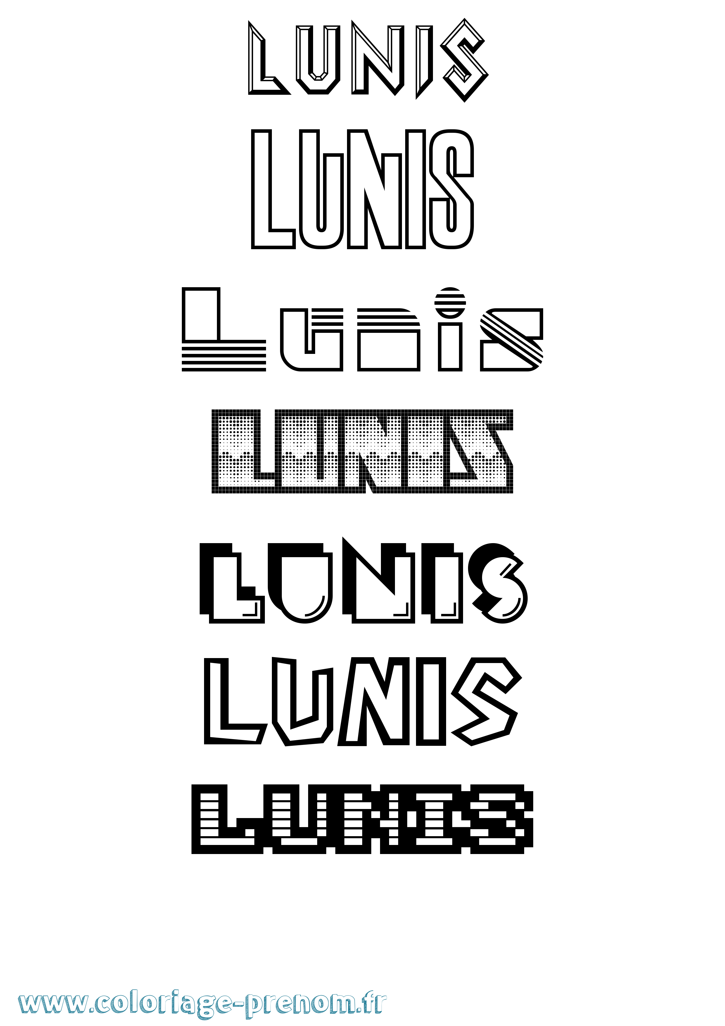 Coloriage Lunis Jeux Vidéos Coloriage prénom Lunis Jeux Vidéos