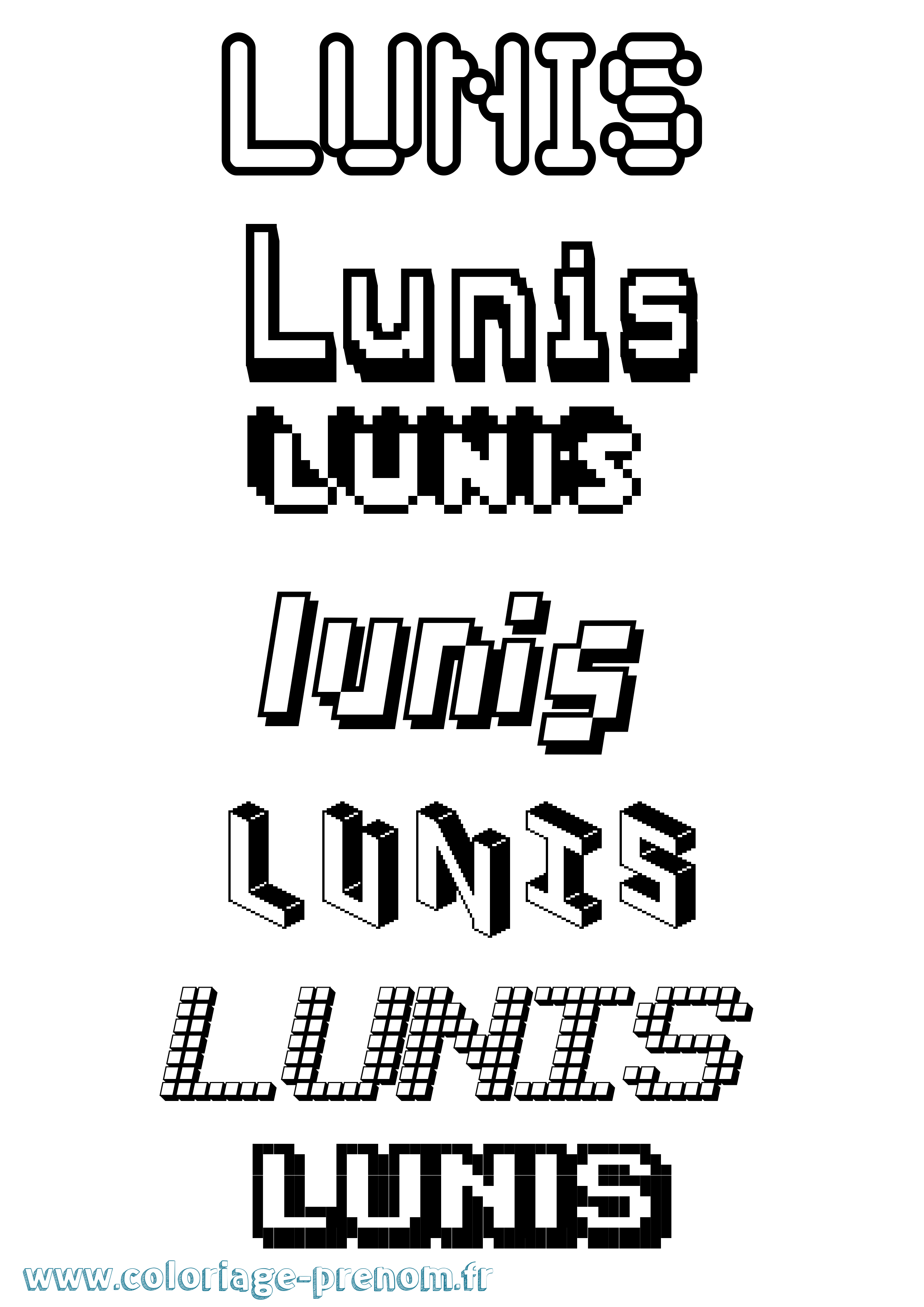 Coloriage Lunis Pixel Coloriage prénom Lunis Pixel