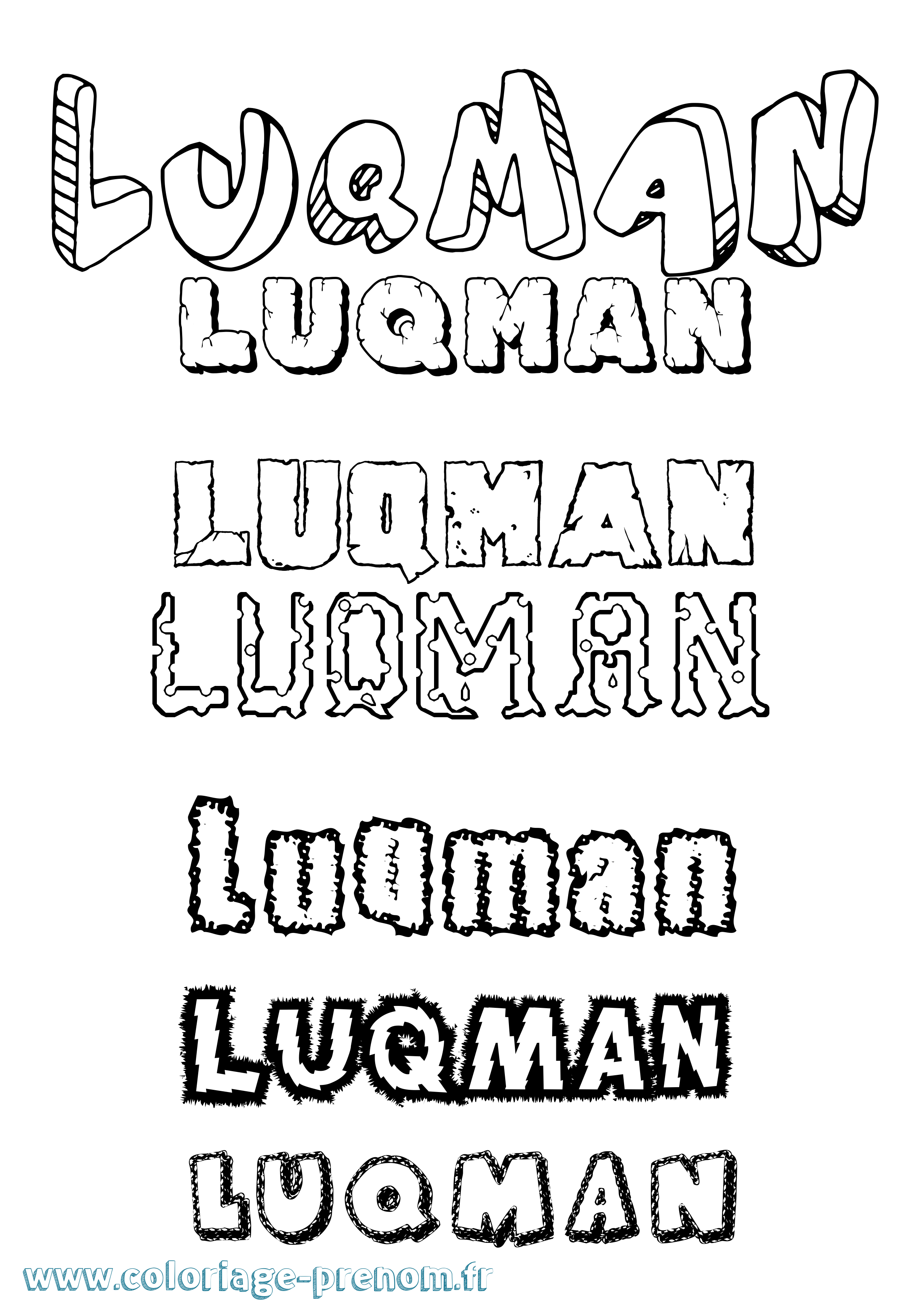 Coloriage Luqman Destructuré Coloriage prénom Luqman Destructuré