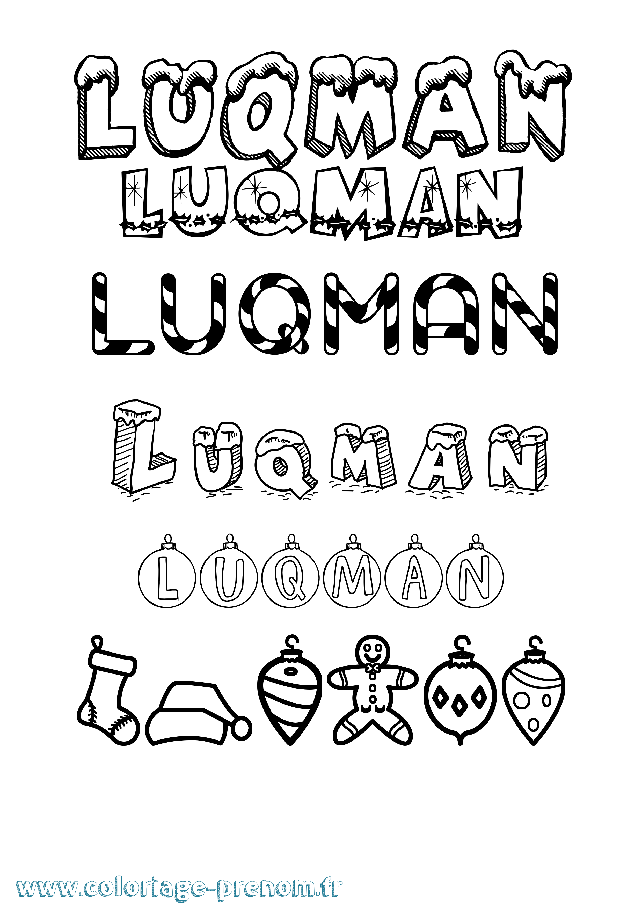 Coloriage Luqman Noël Coloriage prénom Luqman Noël