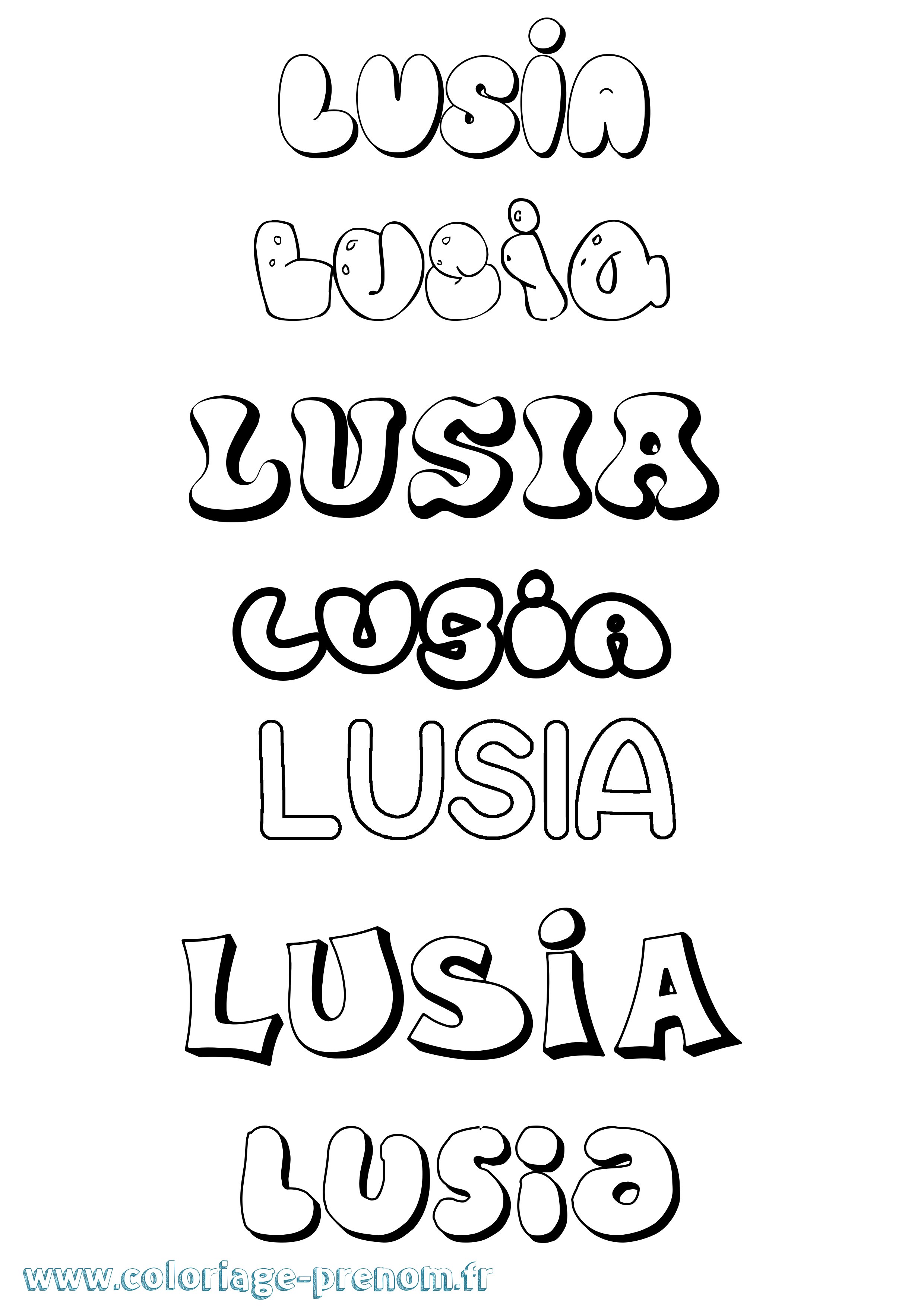 Coloriage Lusia Bubble Coloriage prénom Lusia Bubble