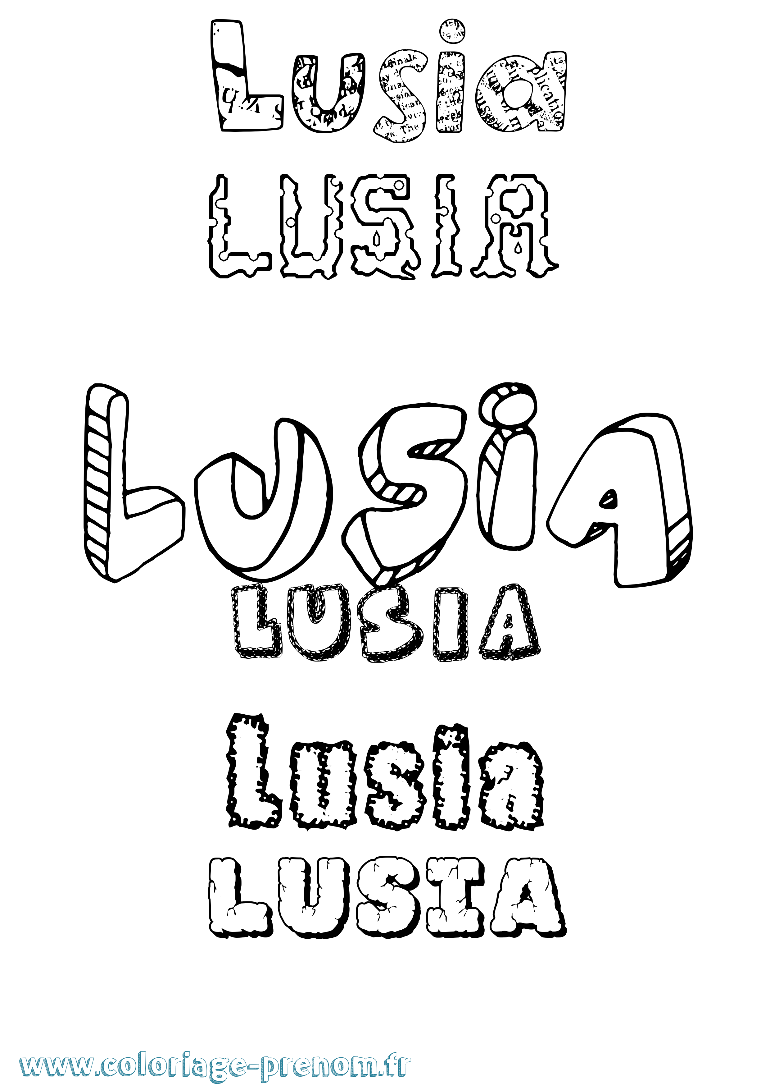 Coloriage Lusia Destructuré Coloriage prénom Lusia Destructuré