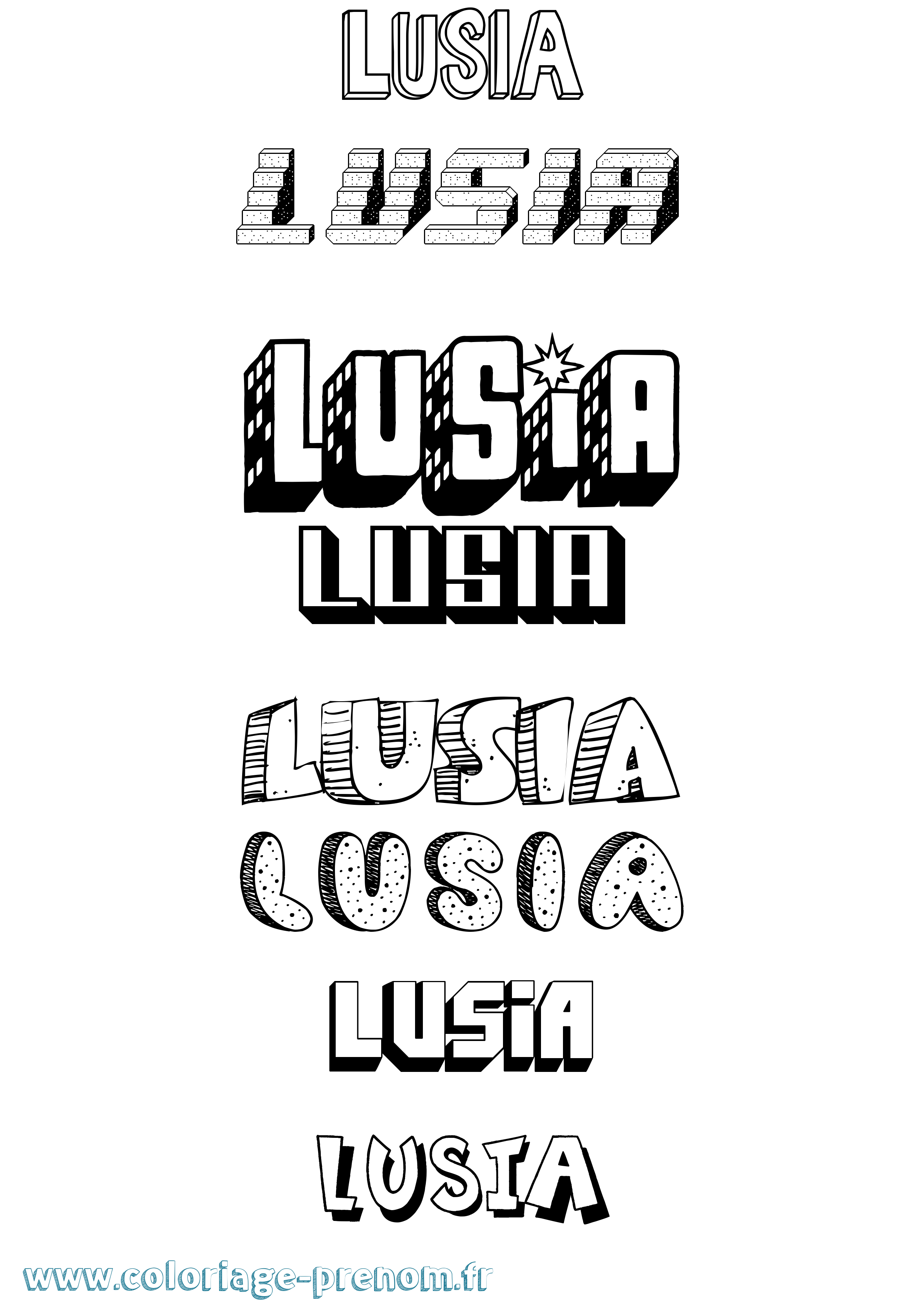 Coloriage Lusia Effet 3D Coloriage prénom Lusia Effet 3D