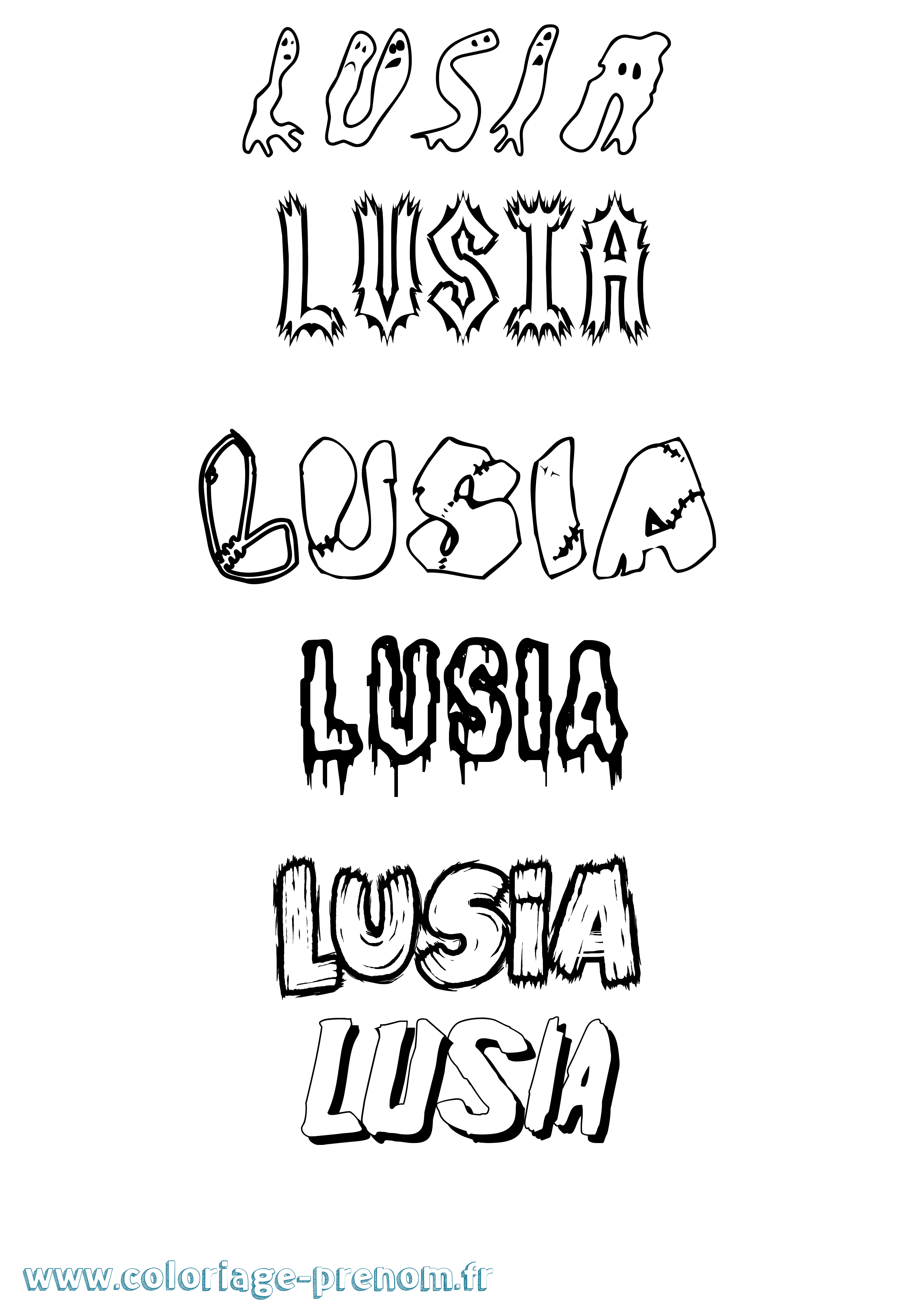 Coloriage Lusia Frisson Coloriage prénom Lusia Frisson