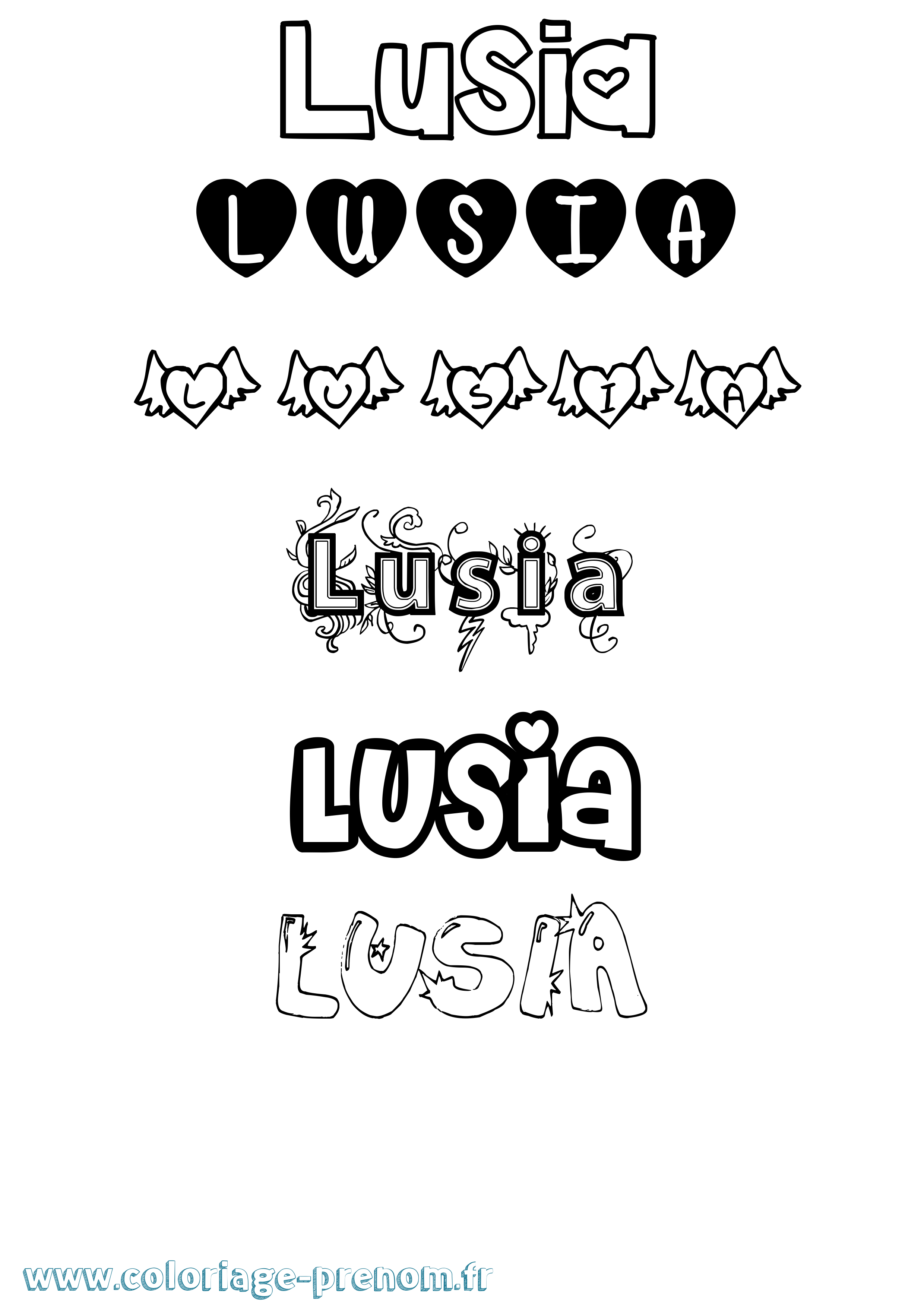 Coloriage Lusia Girly Coloriage prénom Lusia Girly
