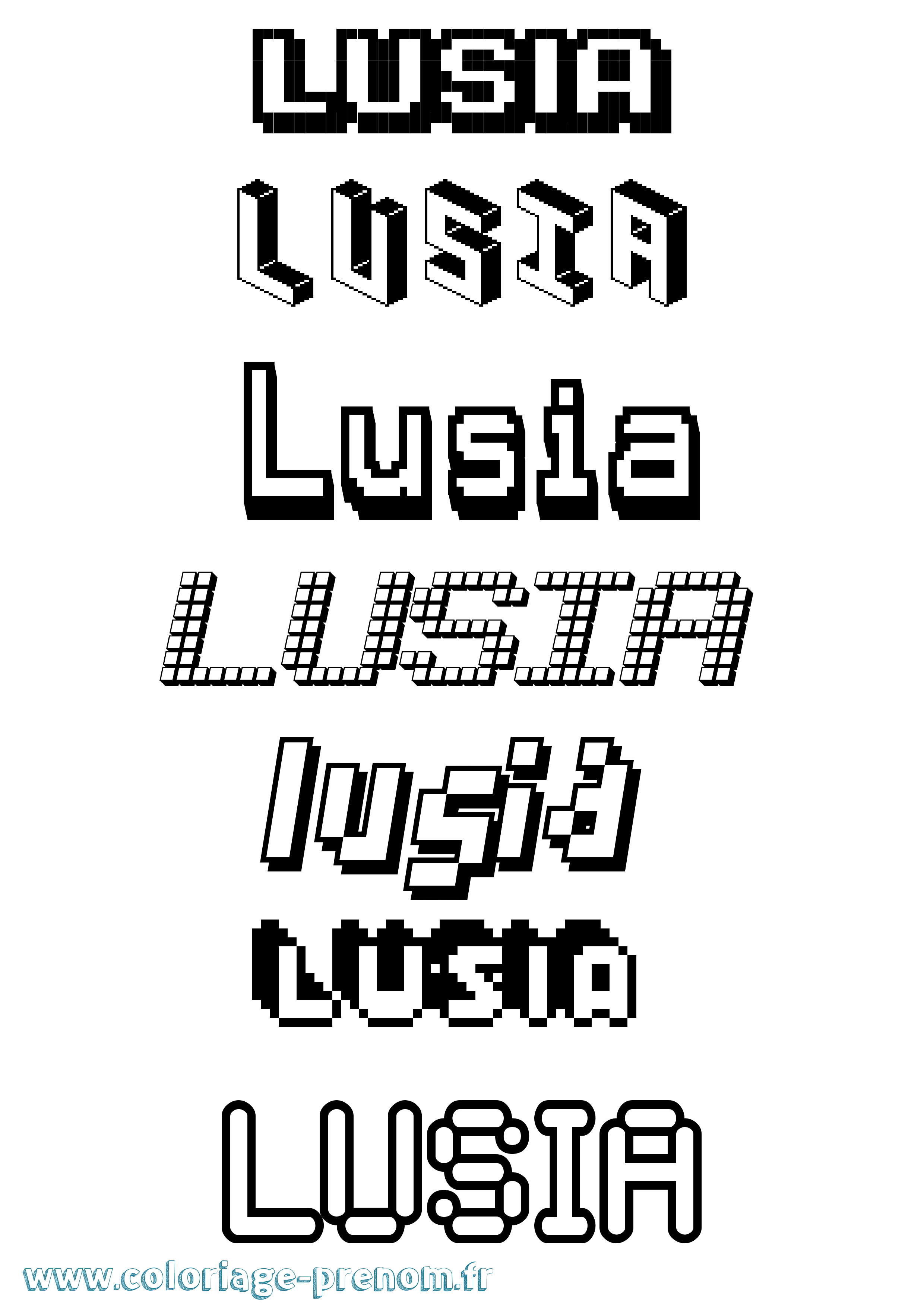 Coloriage Lusia Pixel Coloriage prénom Lusia Pixel