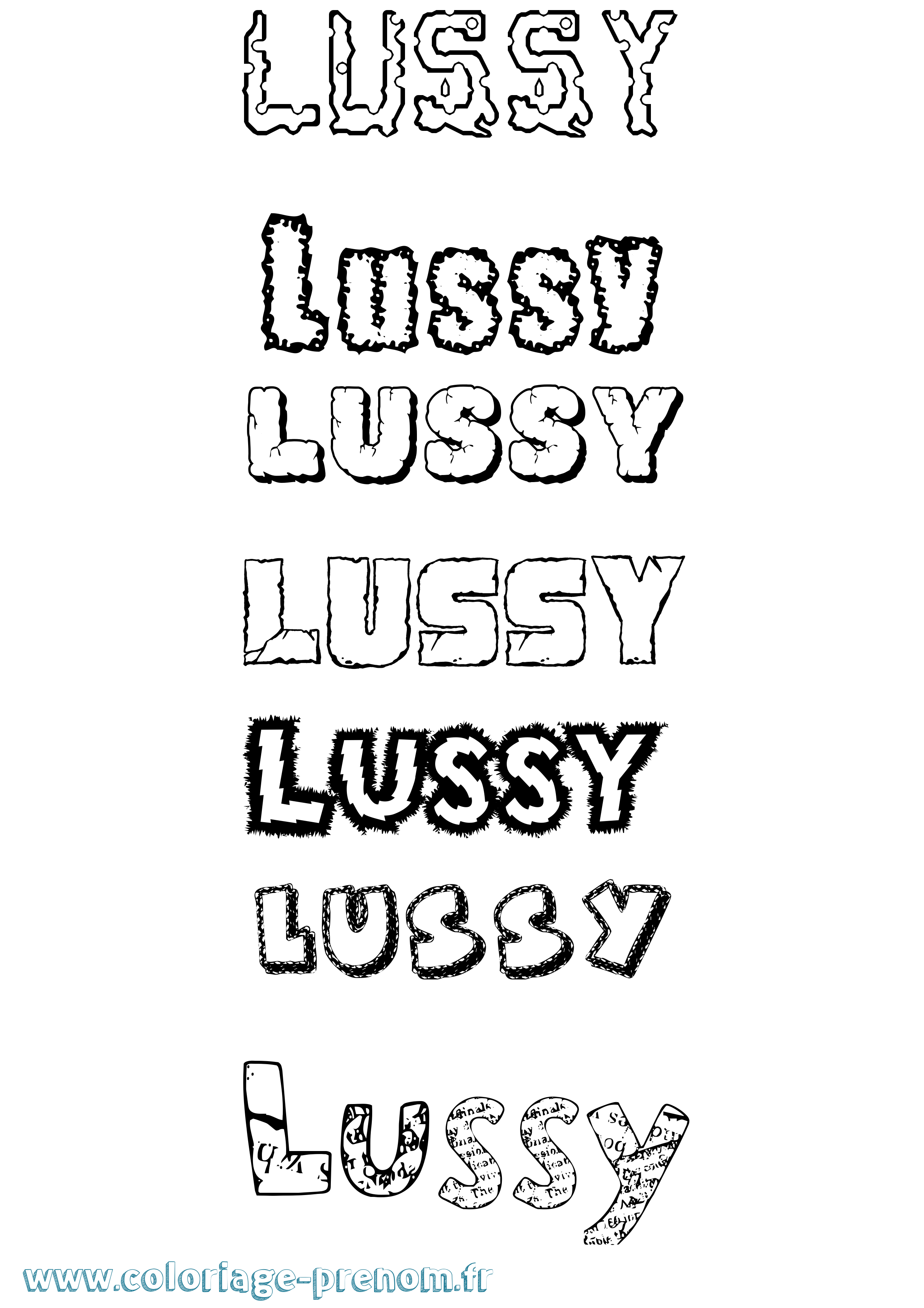 Coloriage Lussy Destructuré Coloriage prénom Lussy Destructuré