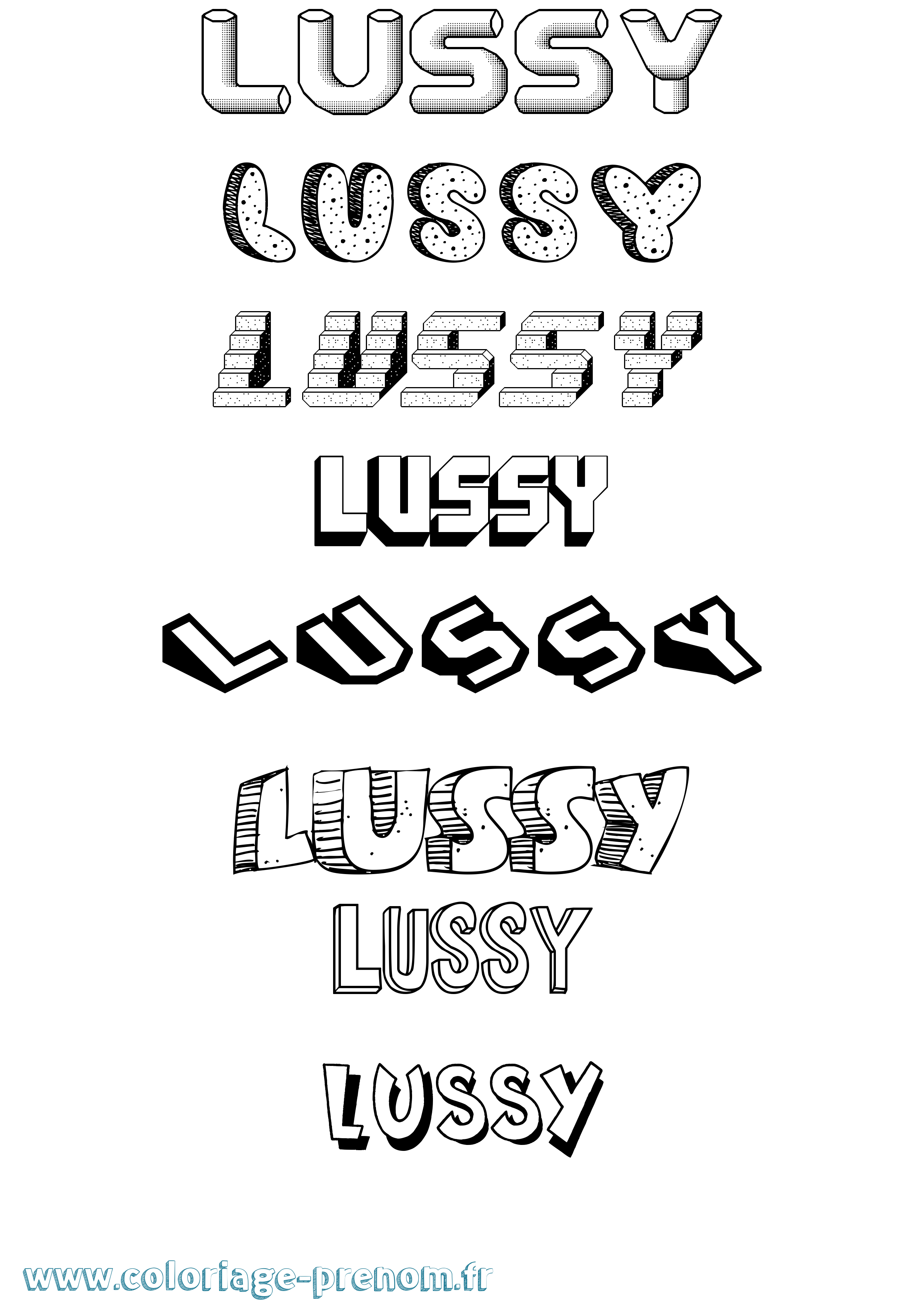 Coloriage Lussy Effet 3D Coloriage prénom Lussy Effet 3D