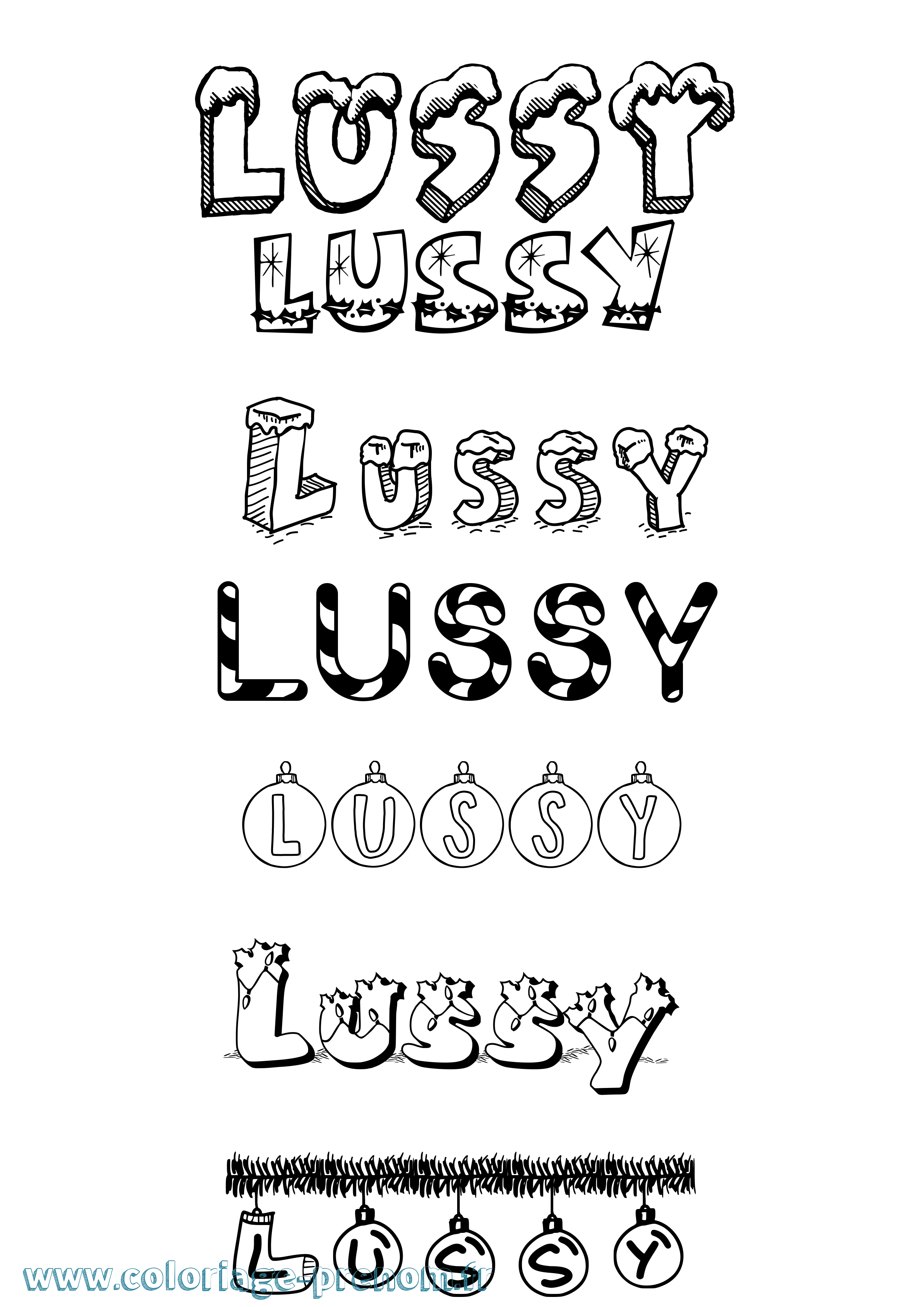 Coloriage Lussy Noël Coloriage prénom Lussy Noël