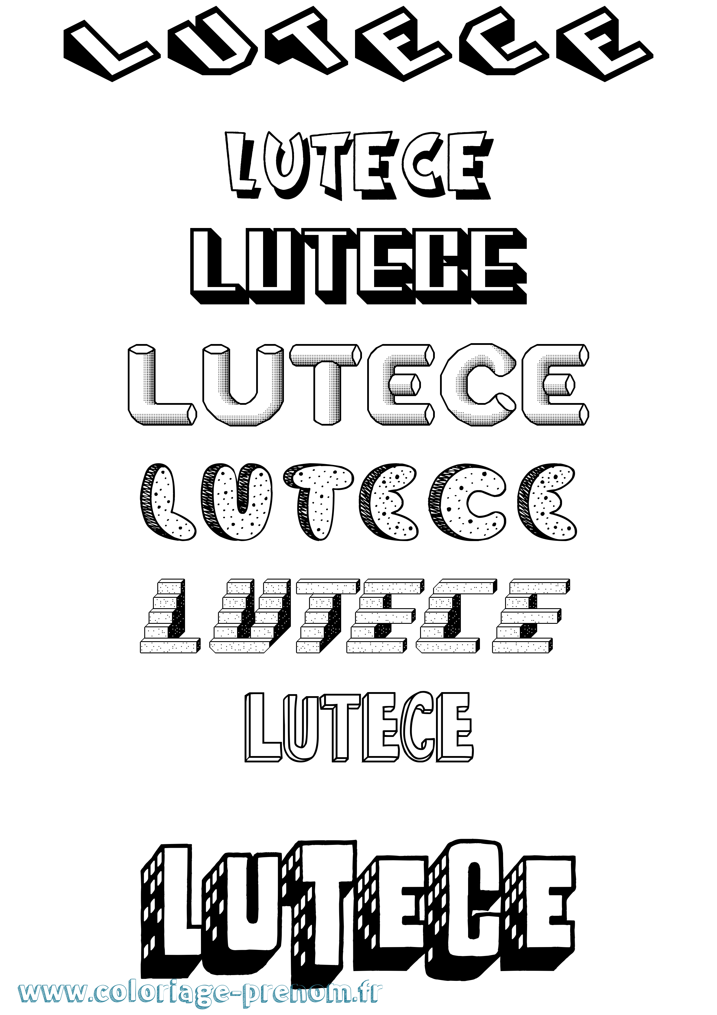 Coloriage Lutece Effet 3D Coloriage prénom Lutece Effet 3D