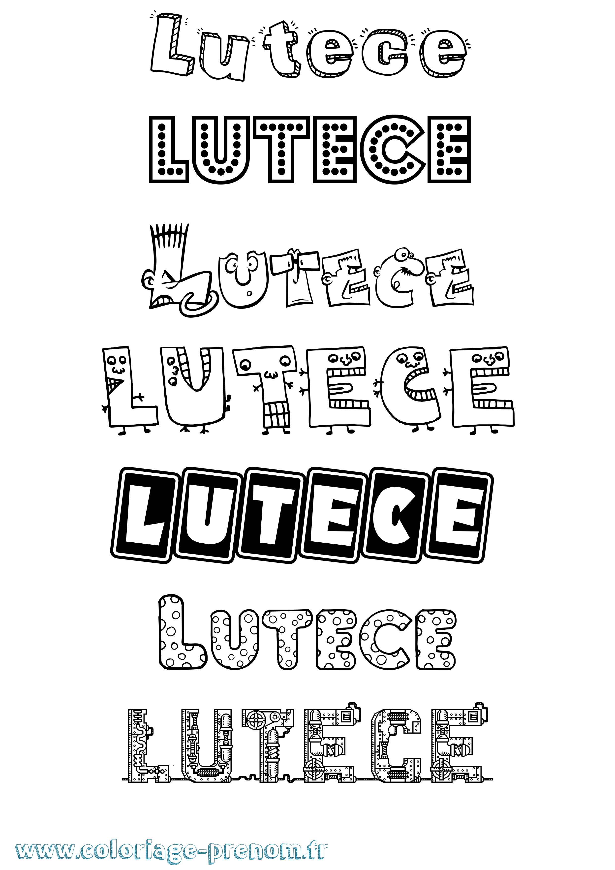 Coloriage Lutece Fun Coloriage prénom Lutece Fun