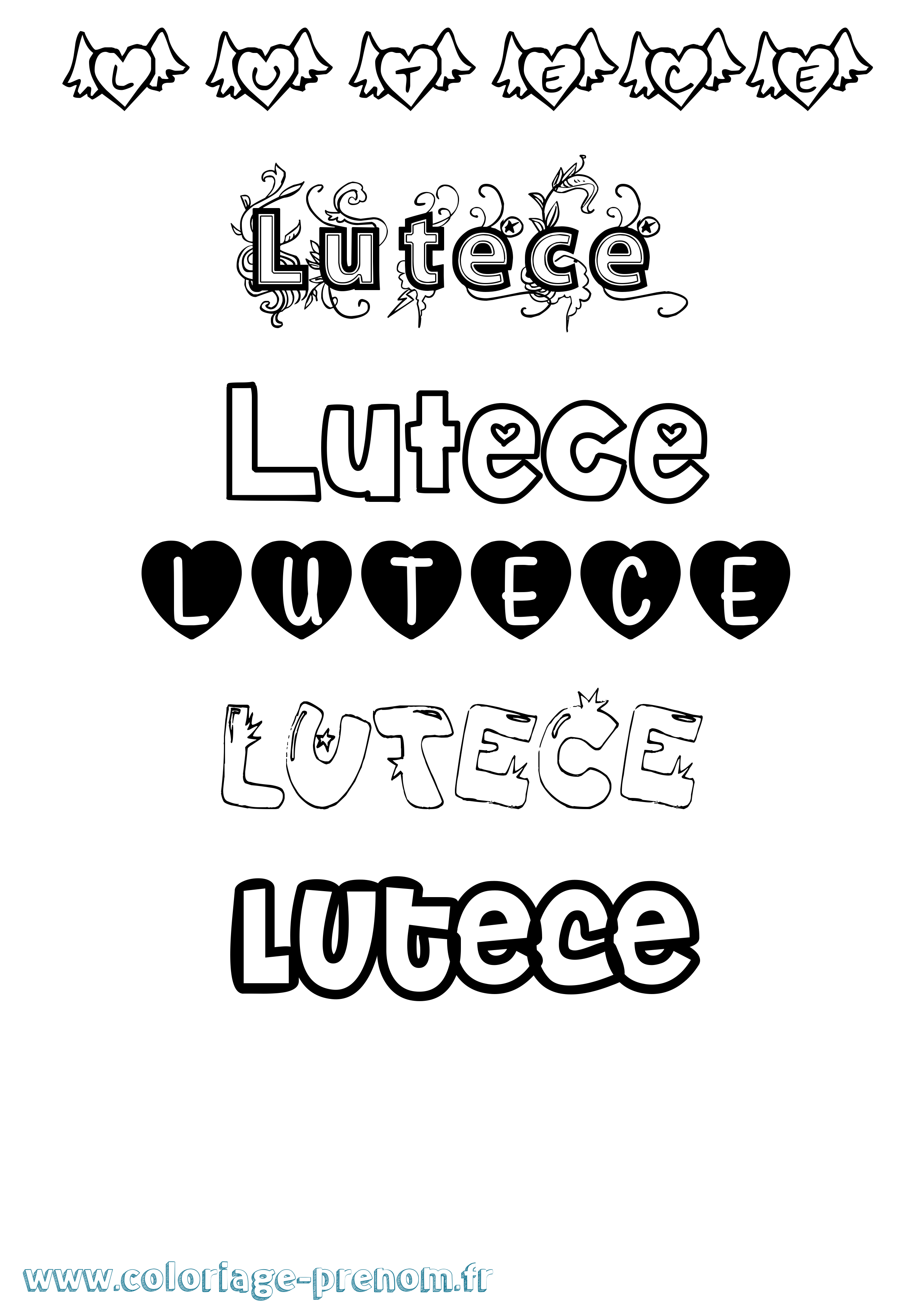 Coloriage Lutece Girly Coloriage prénom Lutece Girly