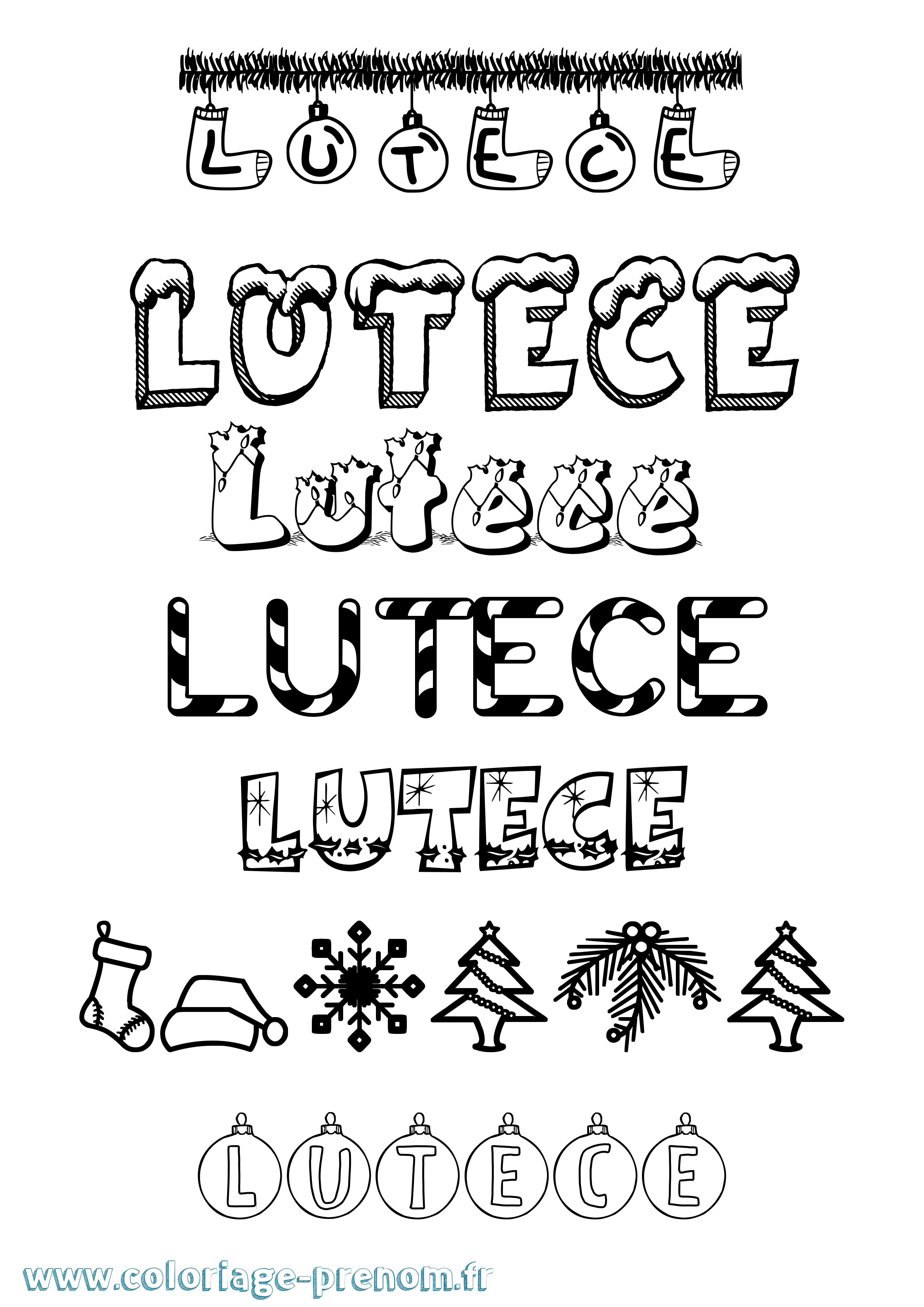 Coloriage Lutece Noël Coloriage prénom Lutece Noël