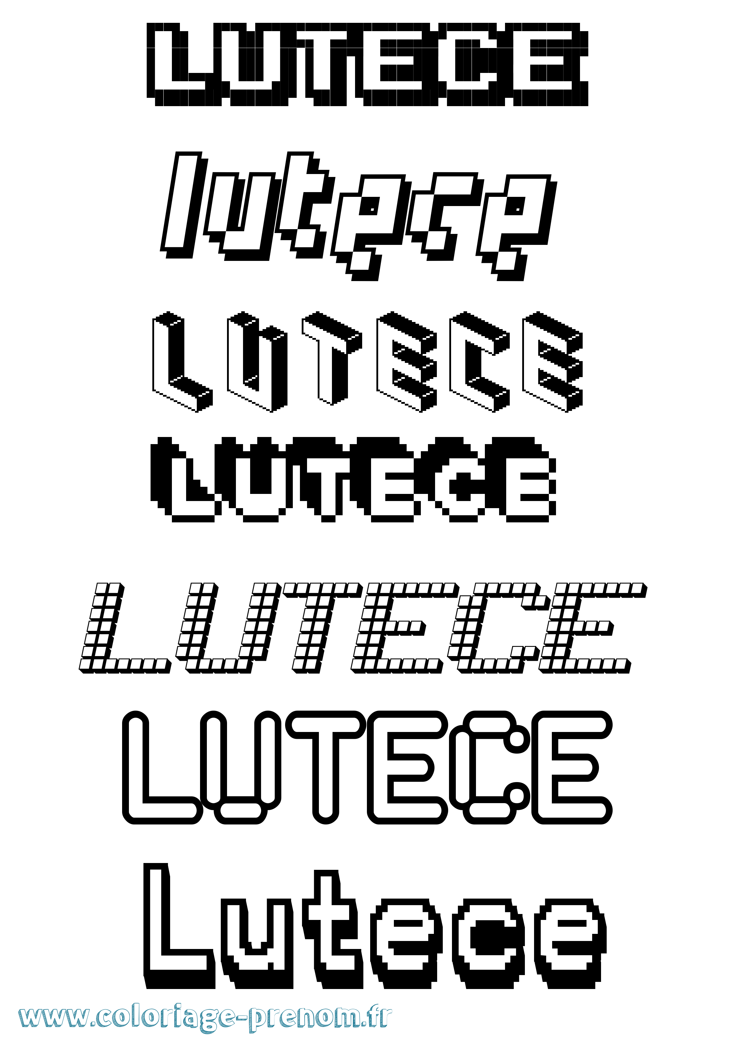Coloriage Lutece Pixel Coloriage prénom Lutece Pixel
