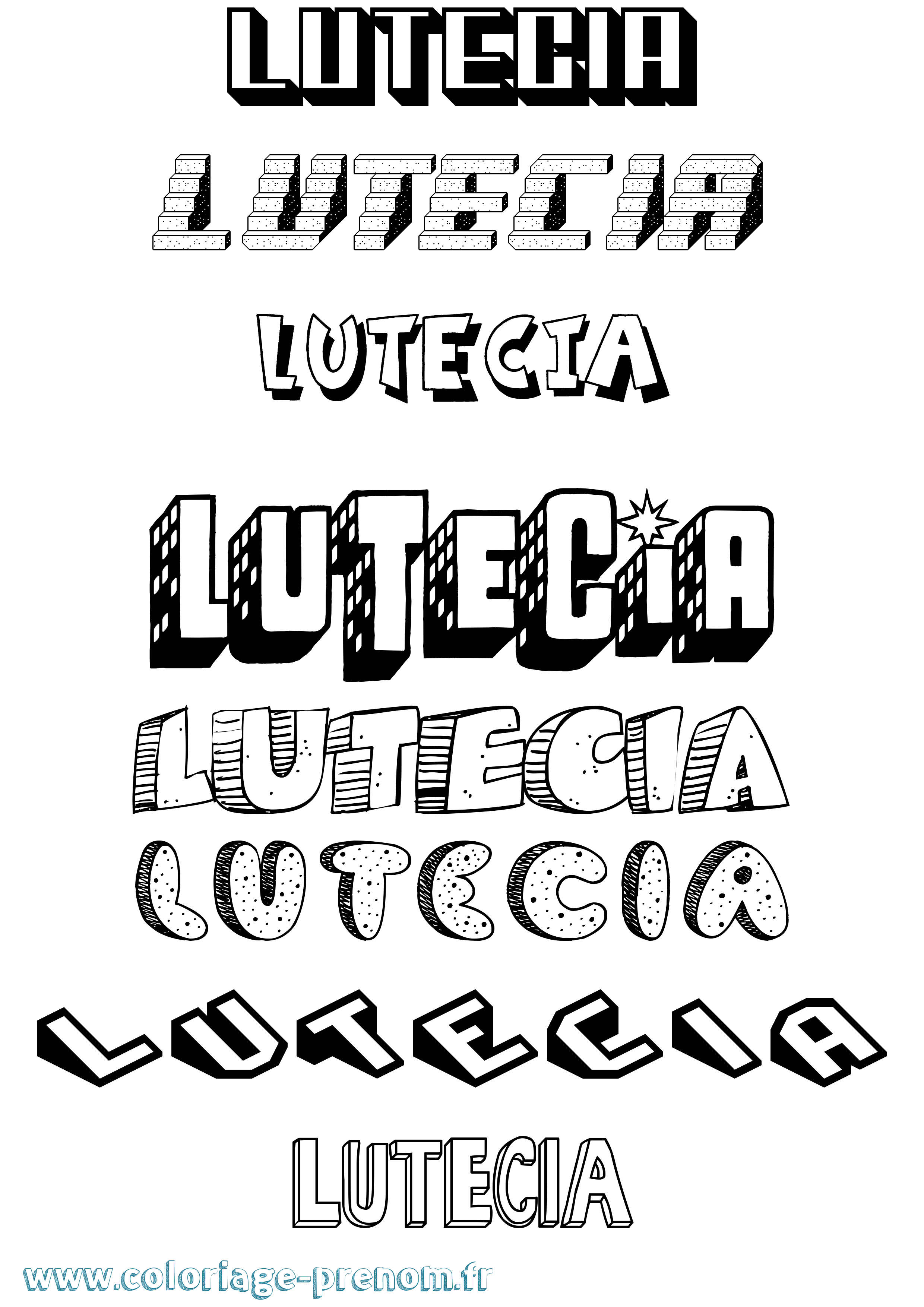 Coloriage Lutecia Effet 3D Coloriage prénom Lutecia Effet 3D