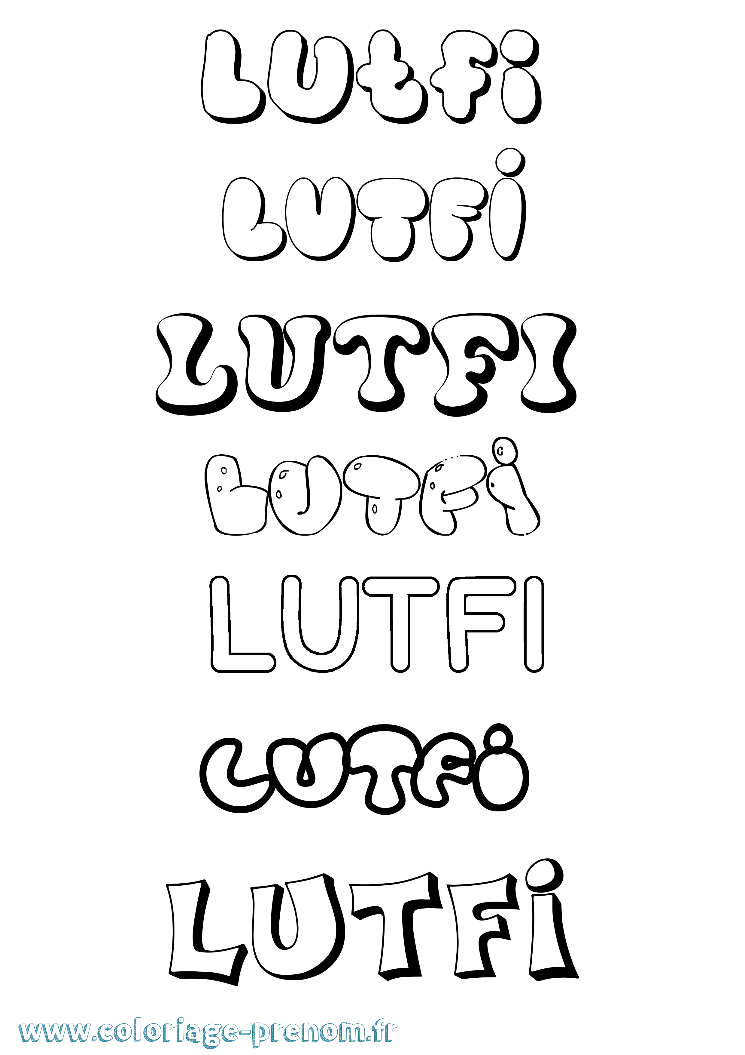 Coloriage Lutfi Bubble Coloriage prénom Lutfi Bubble