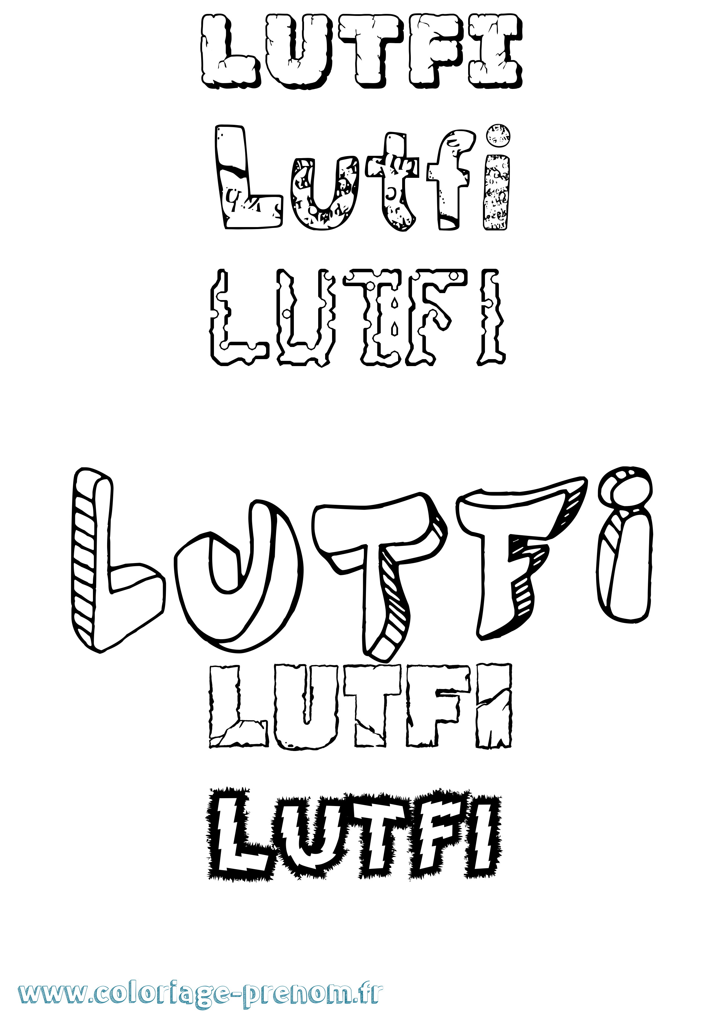 Coloriage Lutfi Destructuré Coloriage prénom Lutfi Destructuré